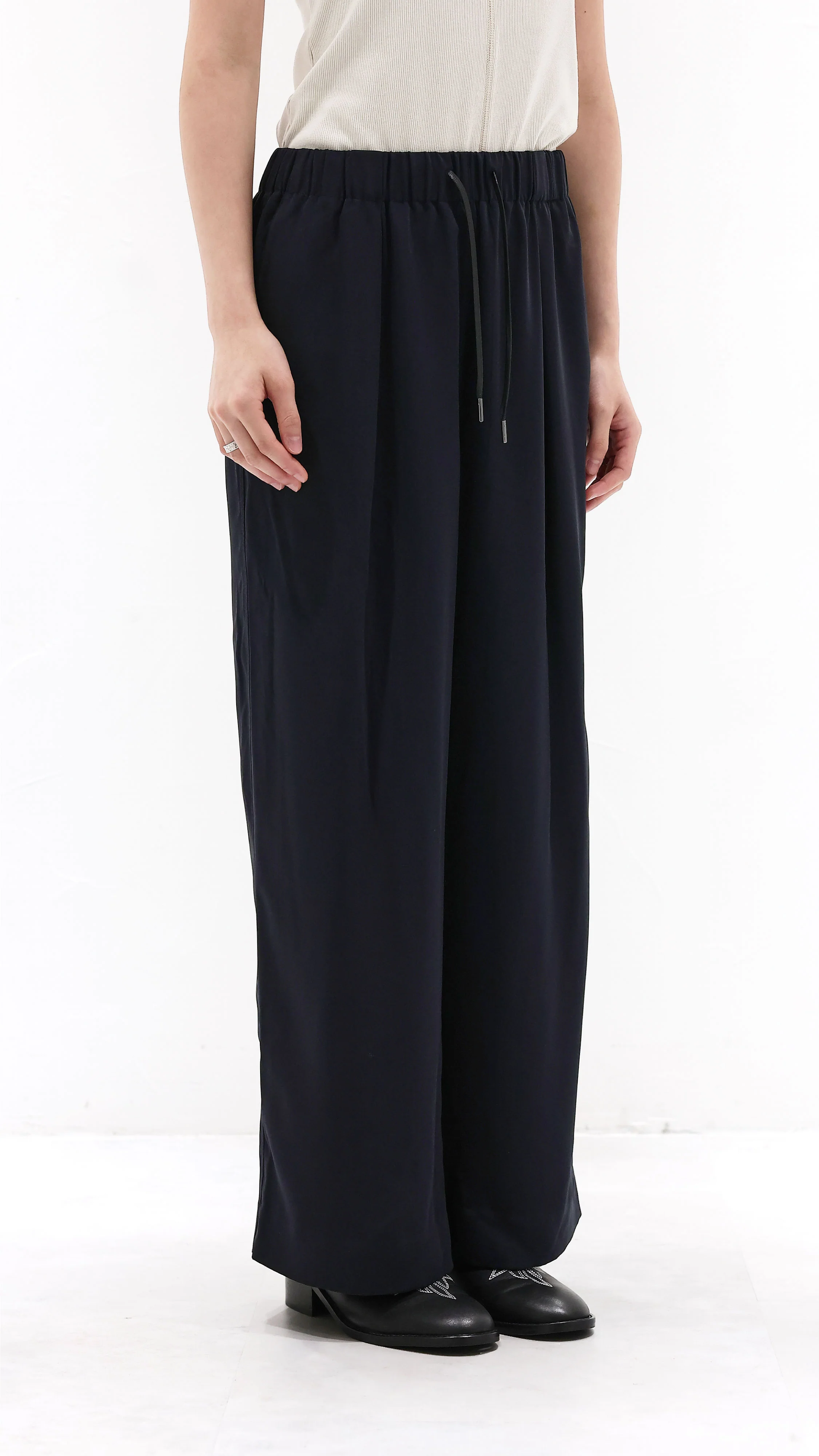 Wide-Leg Drawstring Pants