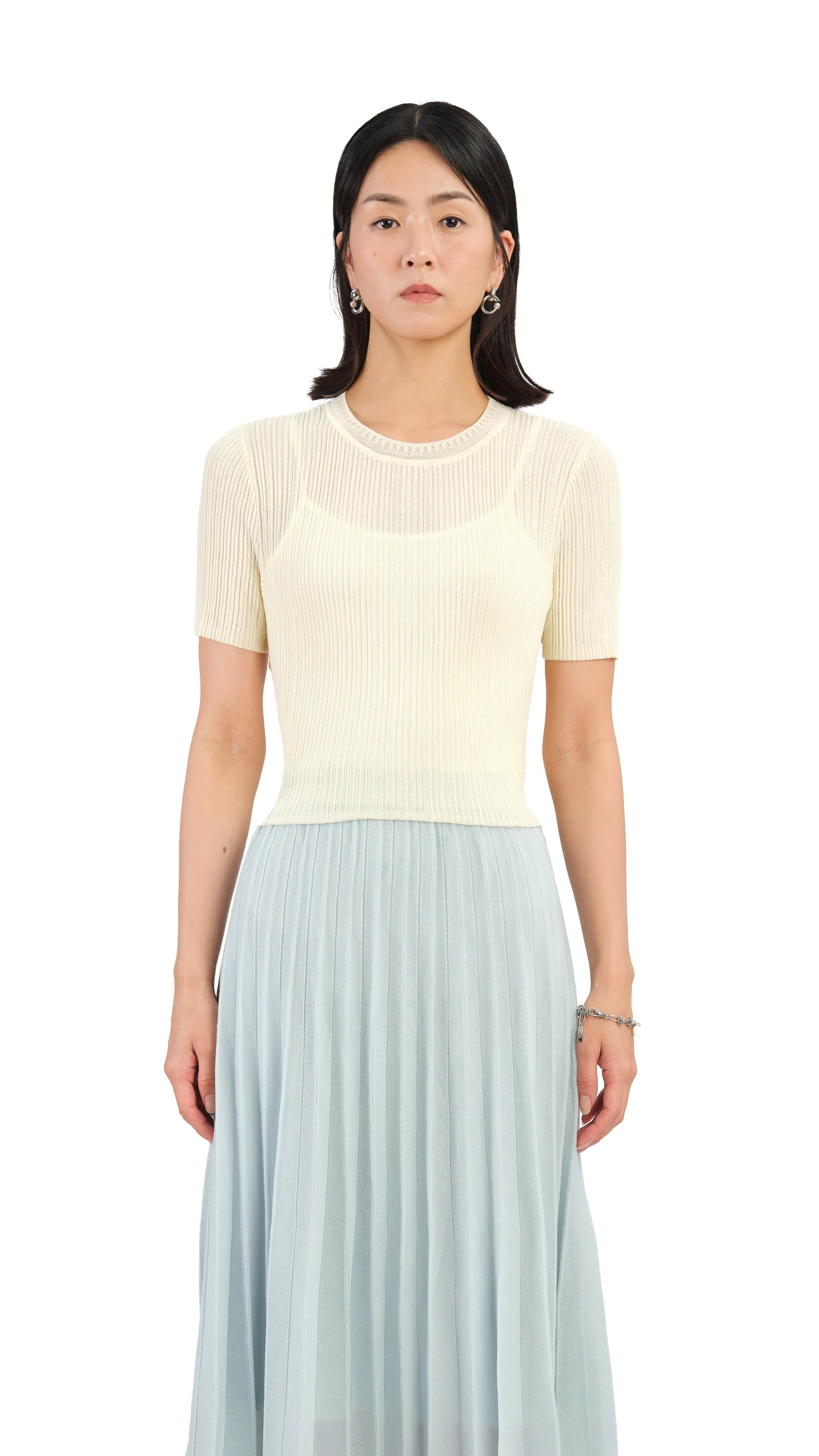 Short Sleeves Tie-Waist Sweater