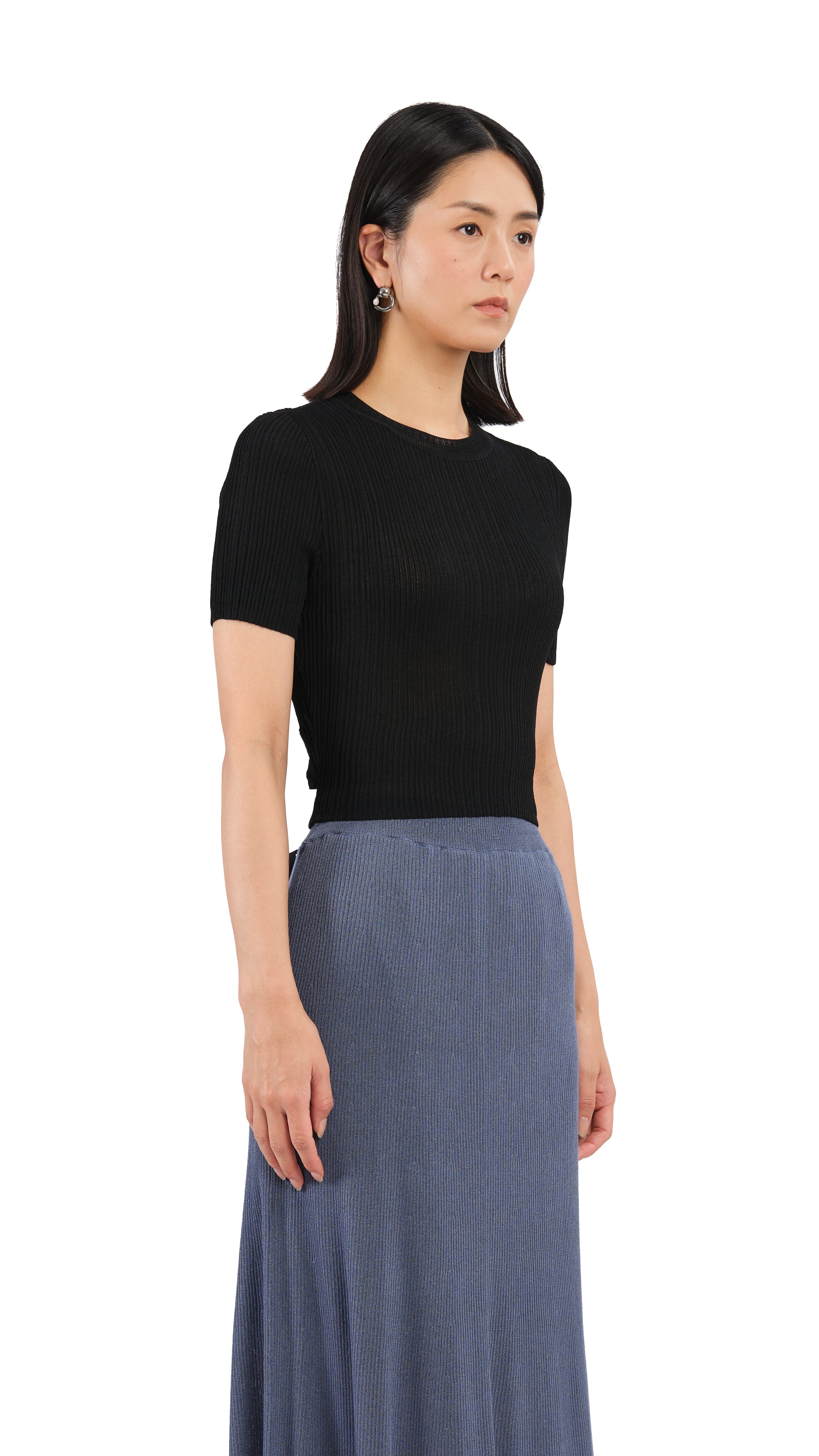Short Sleeves Tie-Waist Sweater