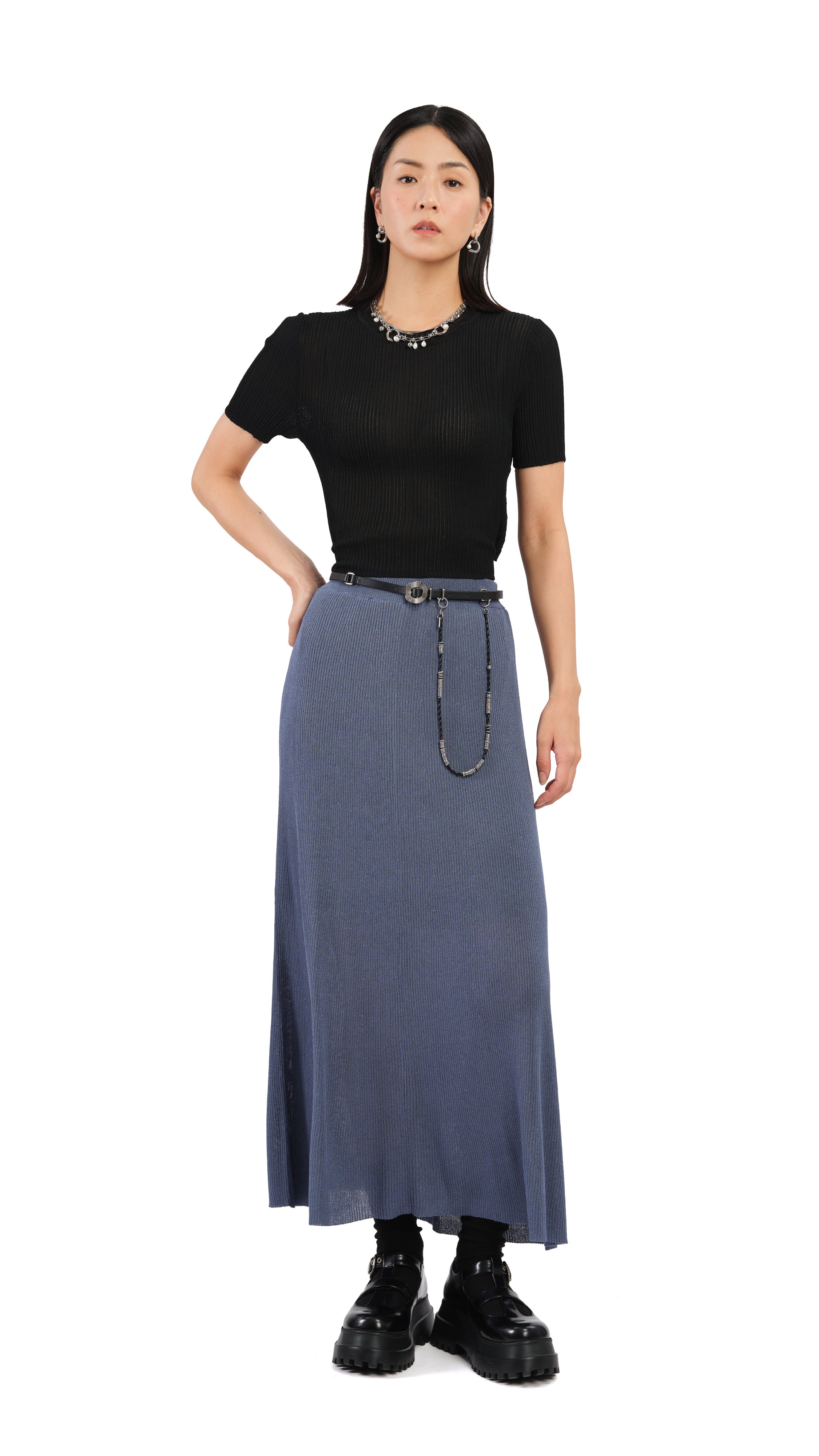 Short Sleeves Tie-Waist Sweater