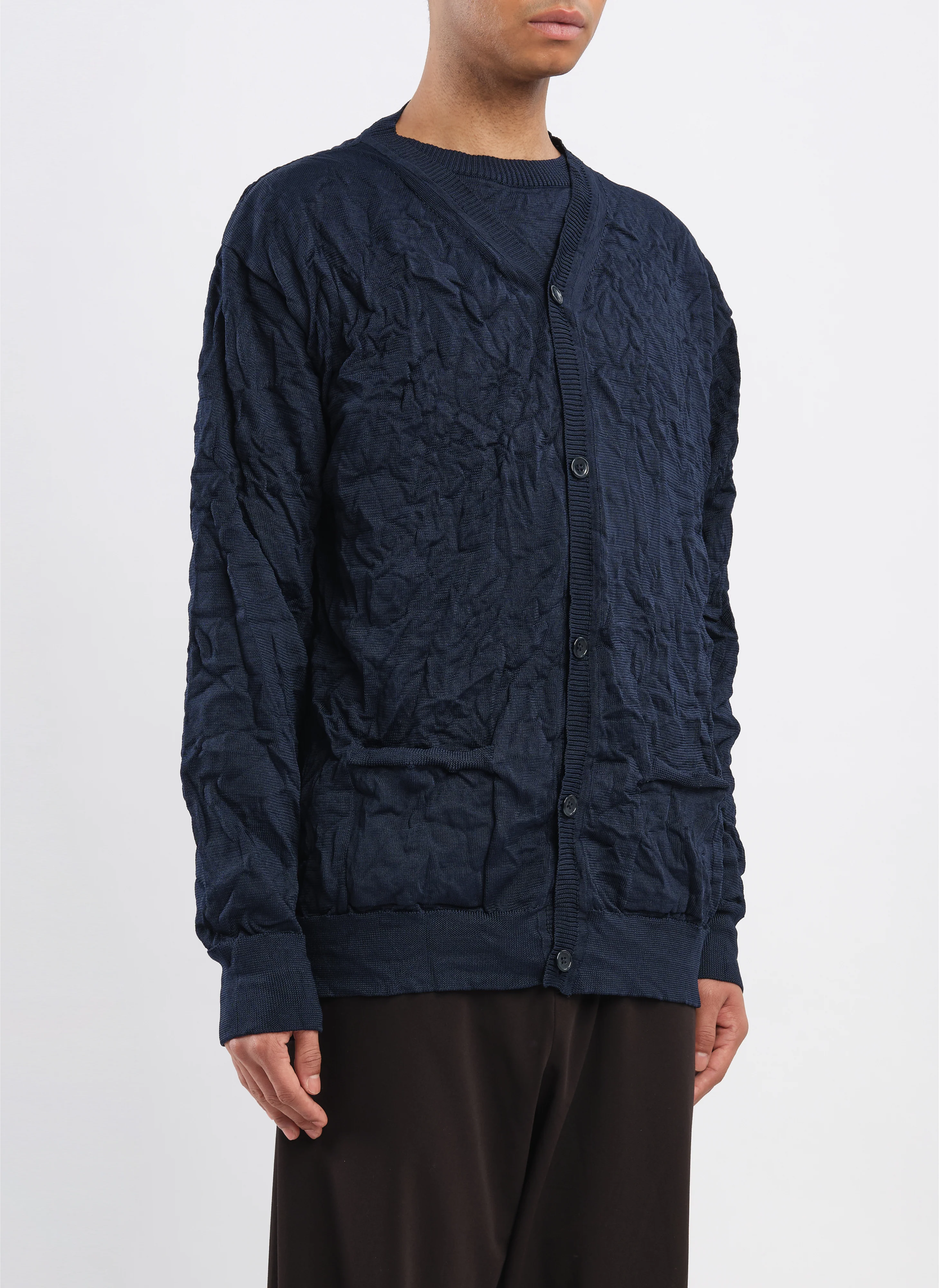 Wrinkle Polyester Dry Knit Cardigan