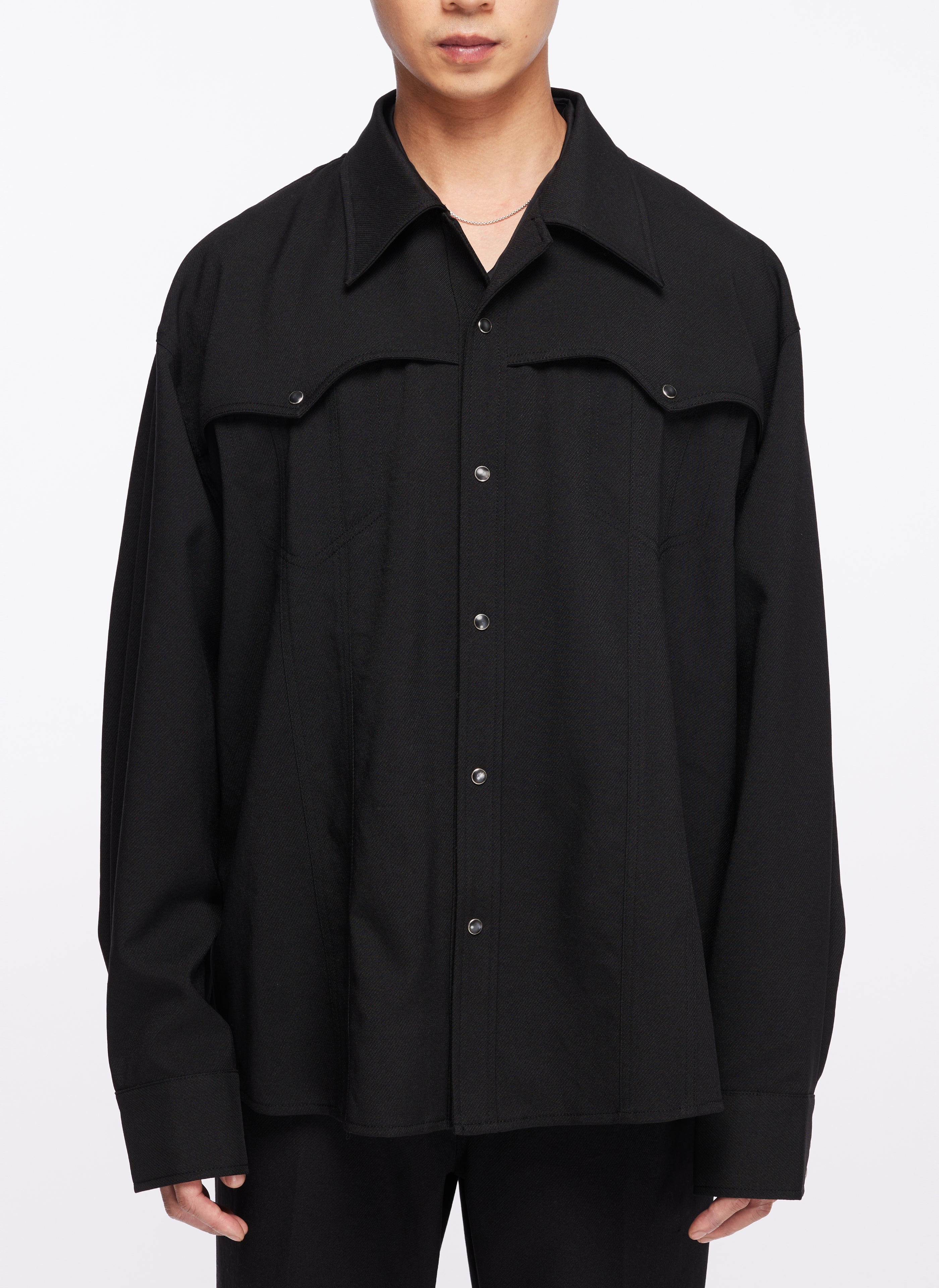 Wool Like Polyester Western Shirt Jacket