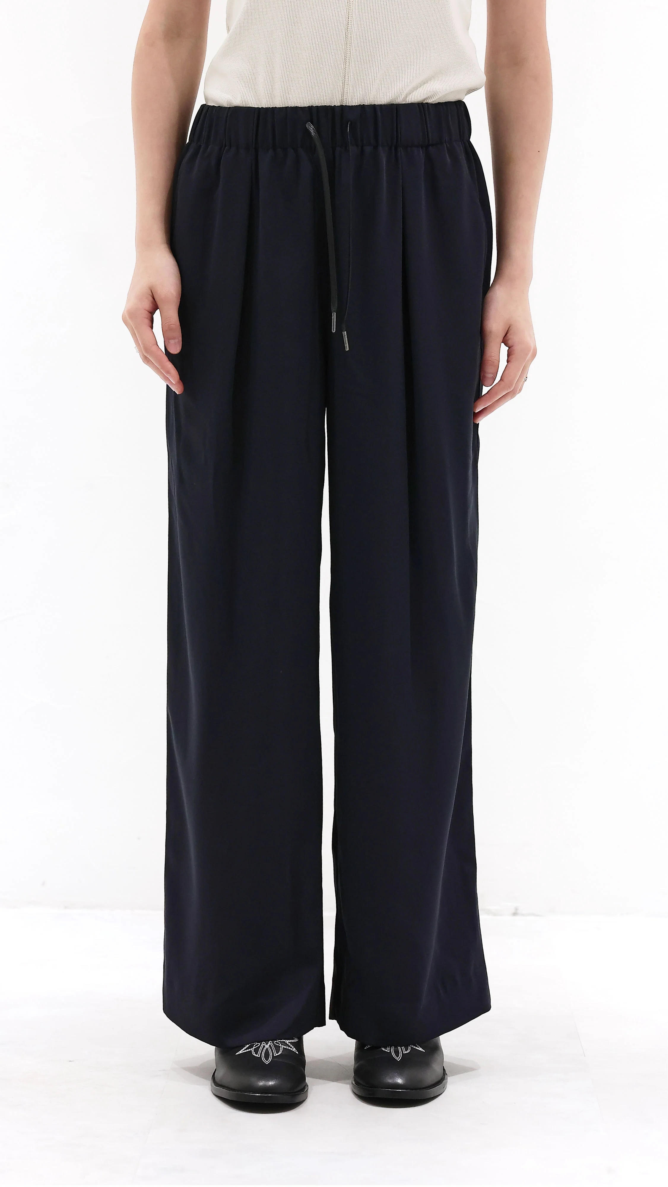 Wide-Leg Drawstring Pants