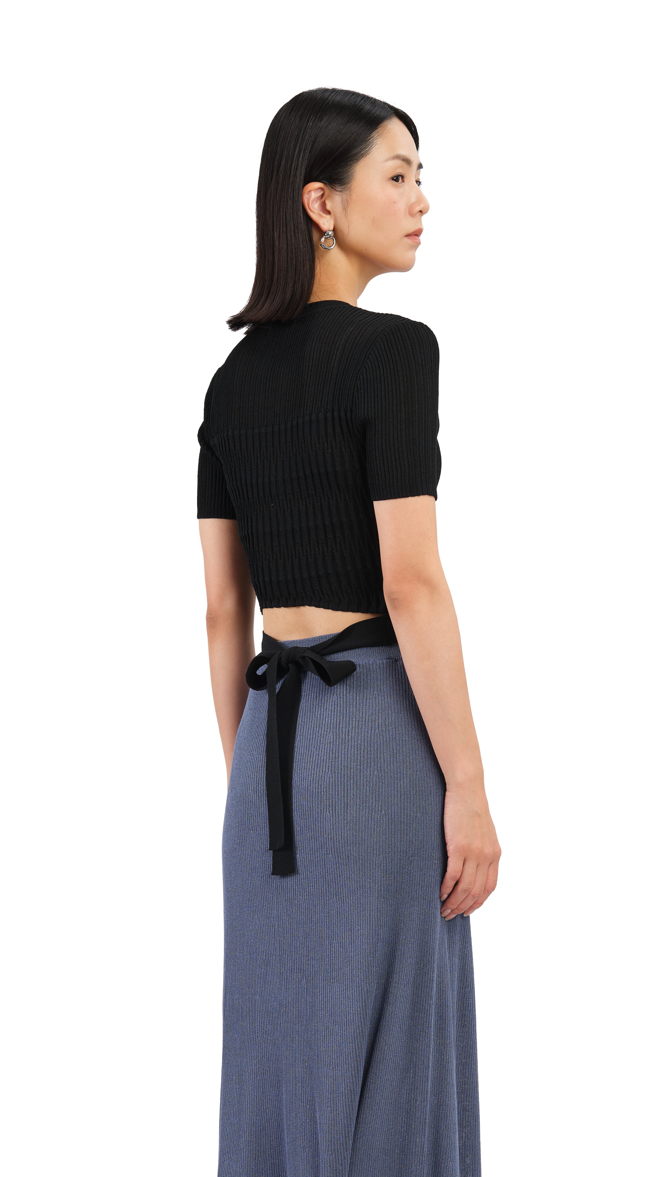 Short Sleeves Tie-Waist Sweater