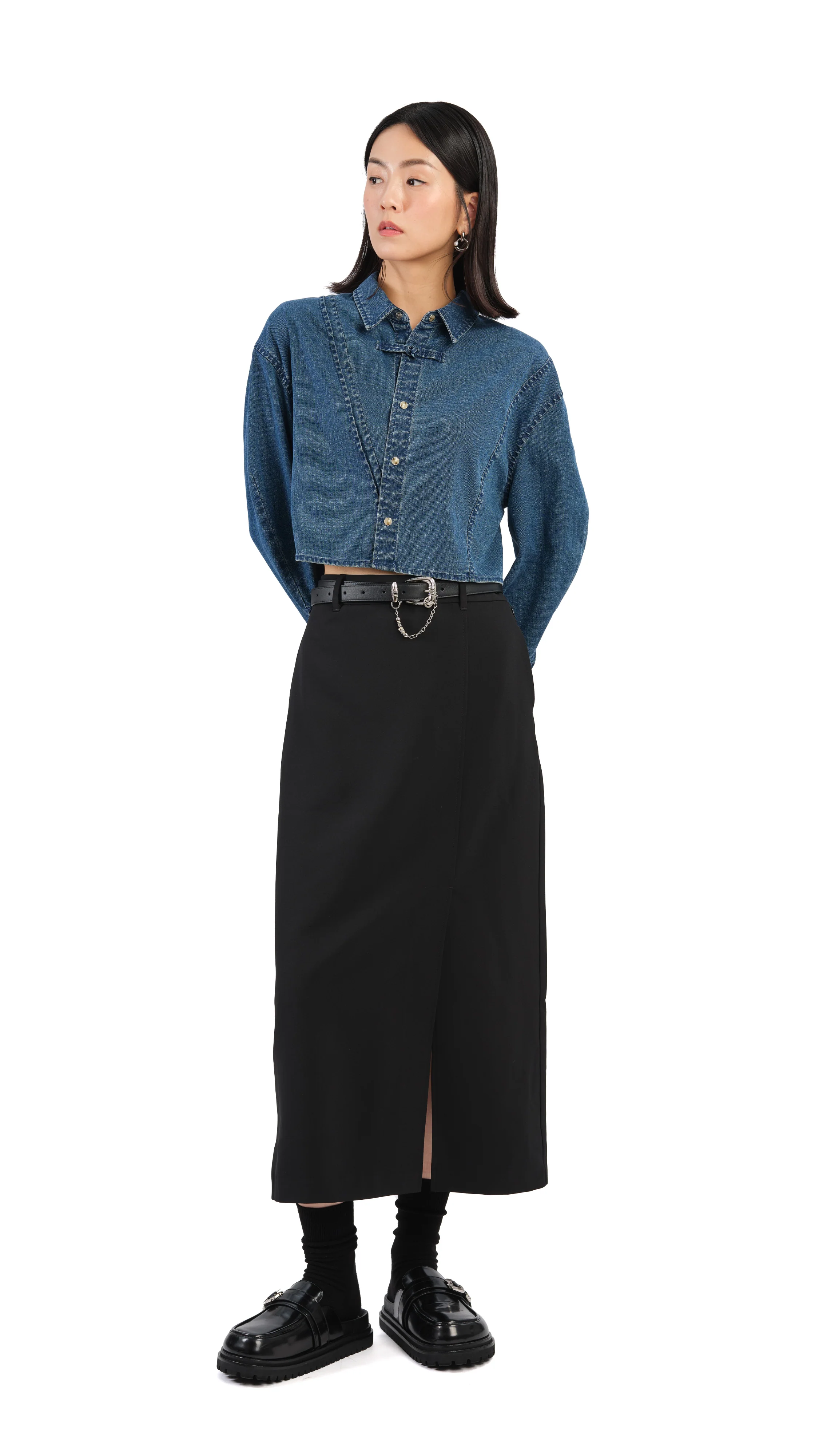 Pencil Skirt With Slit - Hudung
