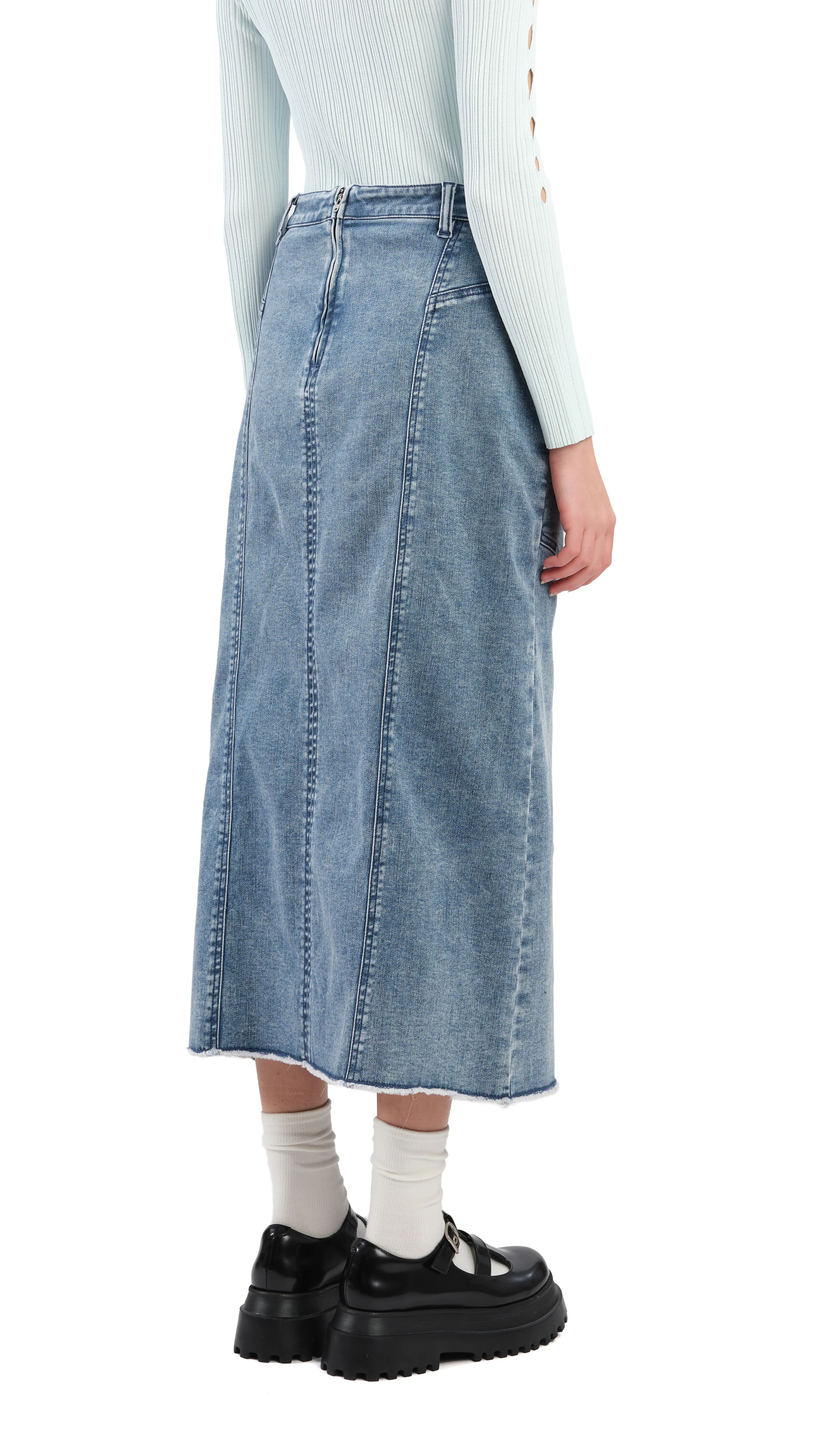 Rebuilt Denim Pencil Skirt - Hudung