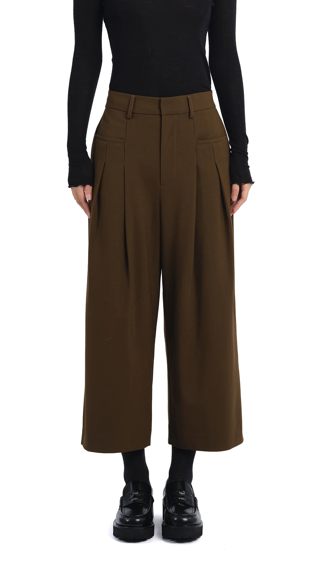 Wide-Leg Ankle Pants - Hudung