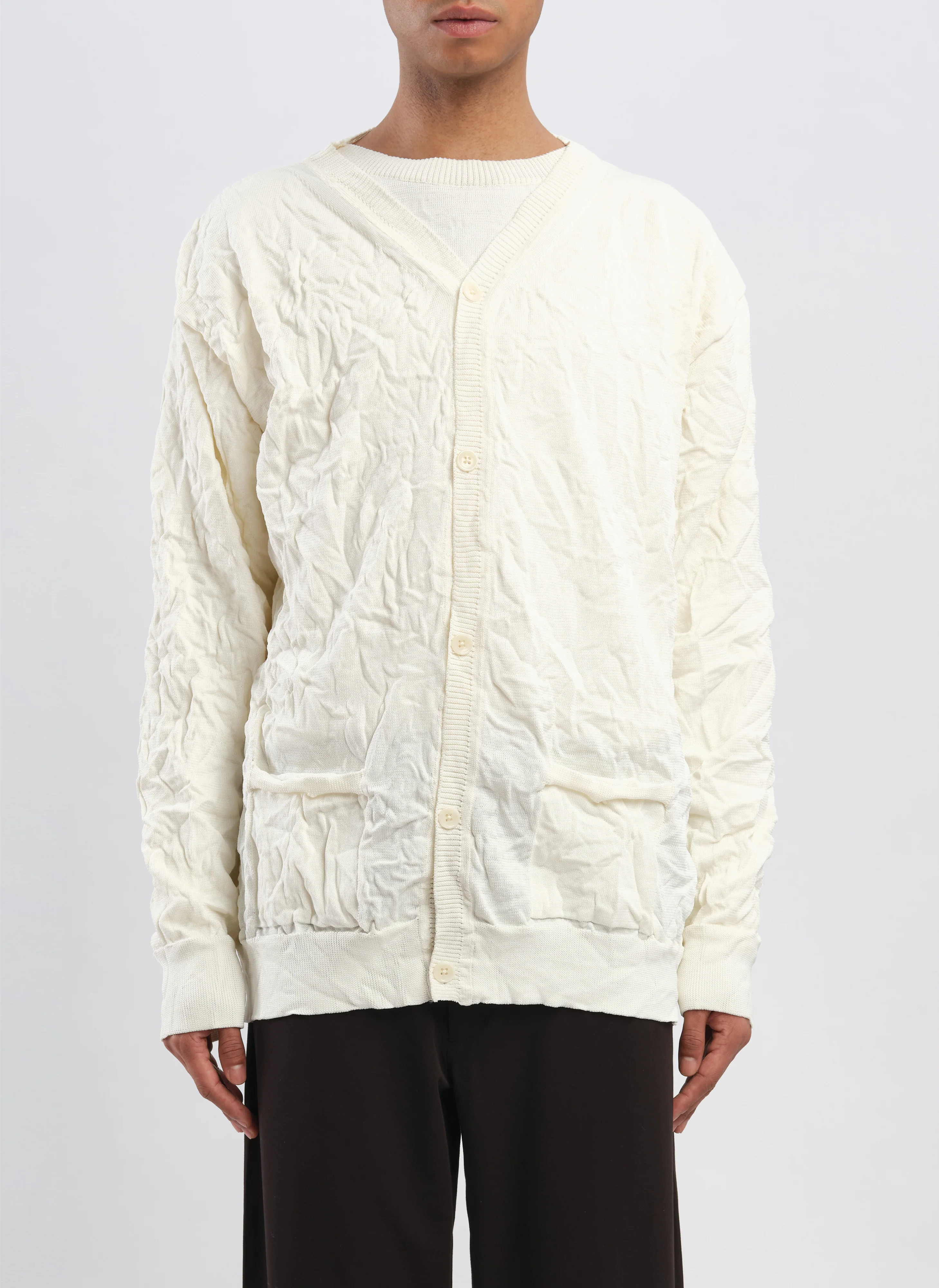 Wrinkle Polyester Dry Knit Cardigan - Hudung