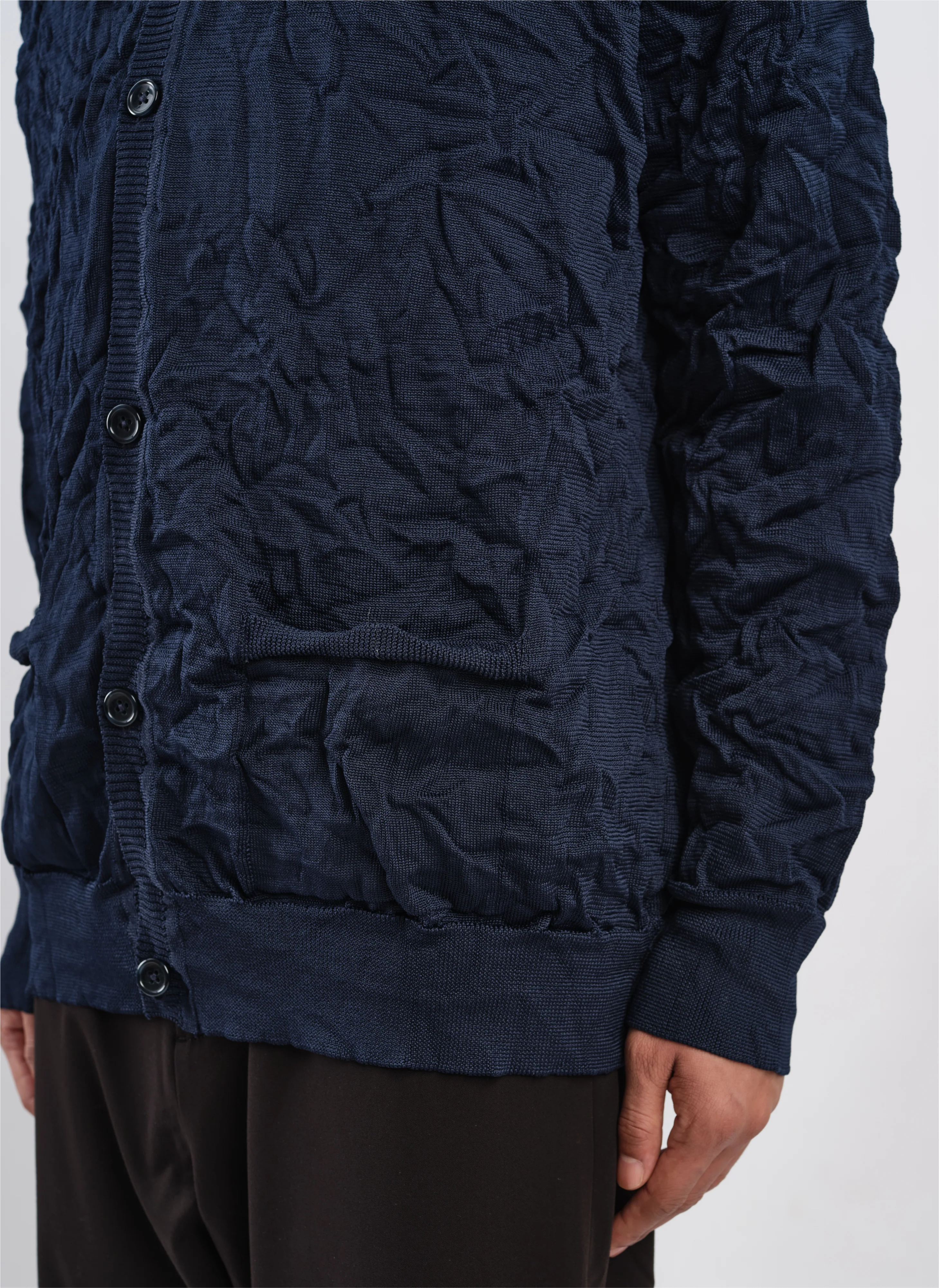 Wrinkle Polyester Dry Knit Cardigan - Hudung