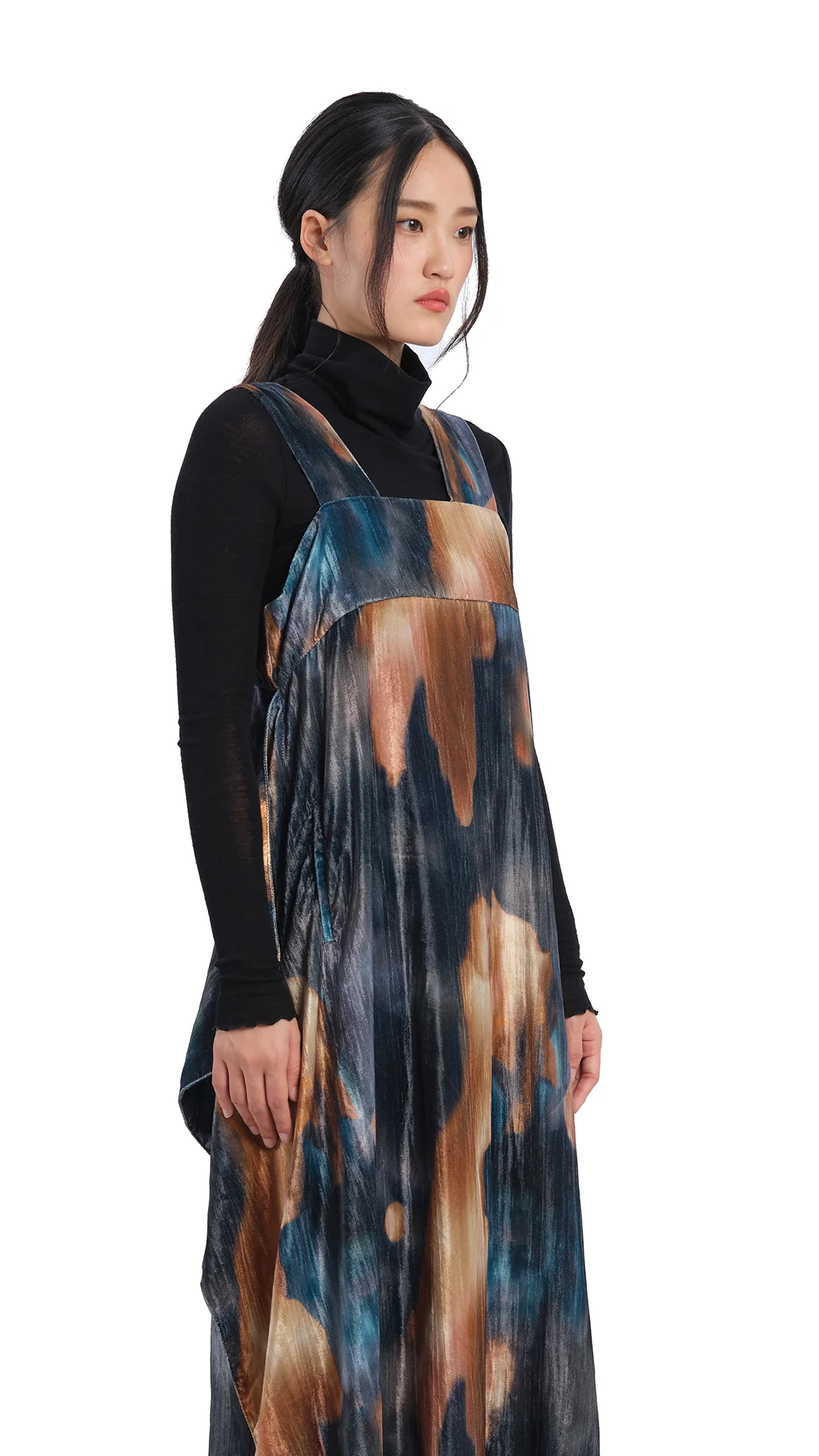 Watercolour Graphic Velour Printed Dress - Hudung
