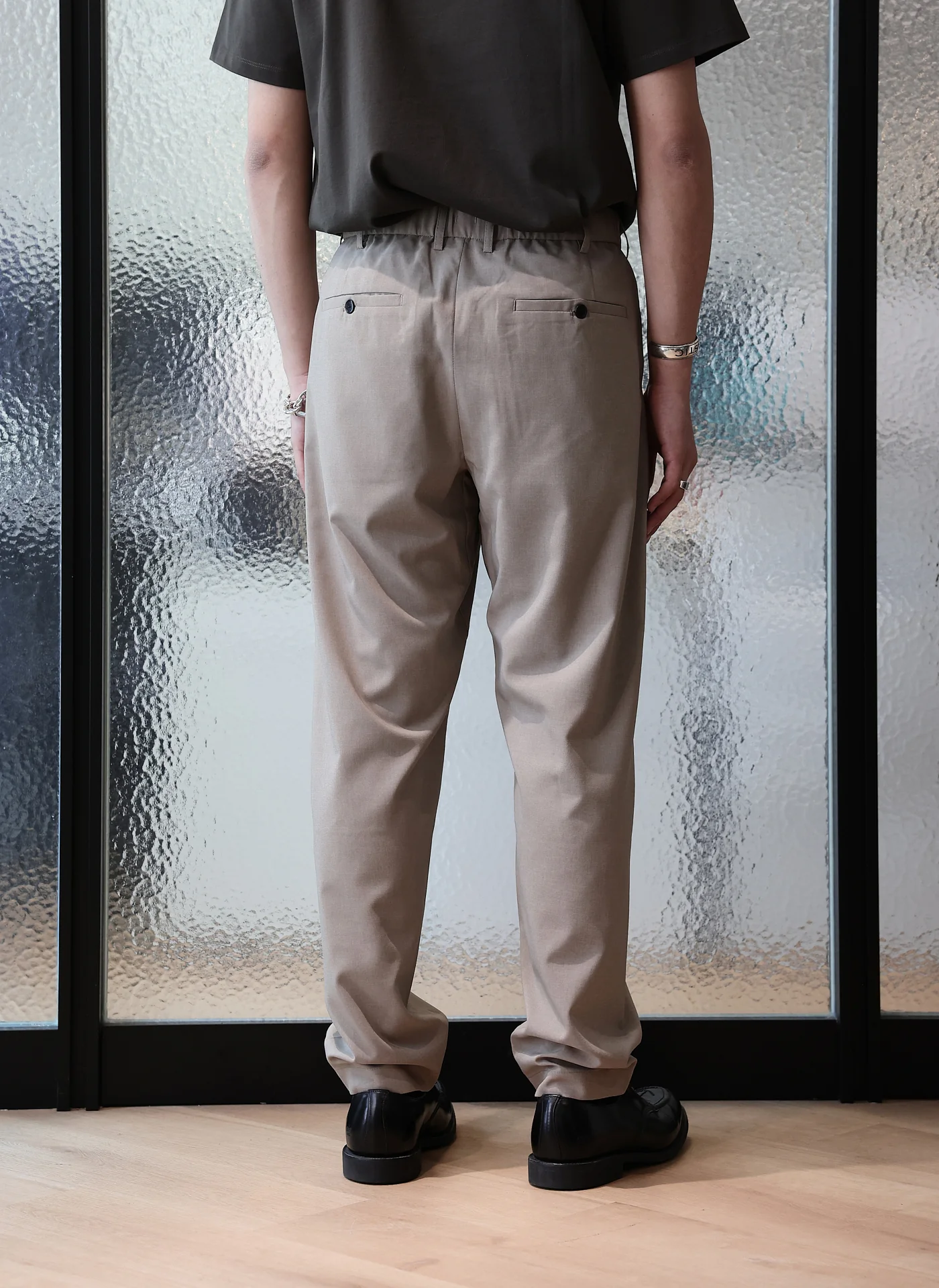 Polyester Wide Tapered Easy Pants - Hudung
