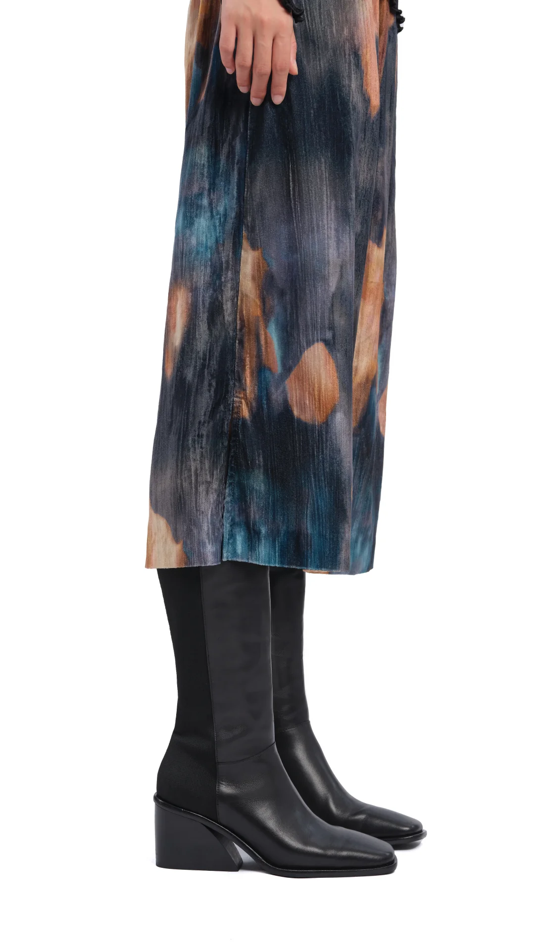 Knee-Length Panelled Leather Boots - Hudung