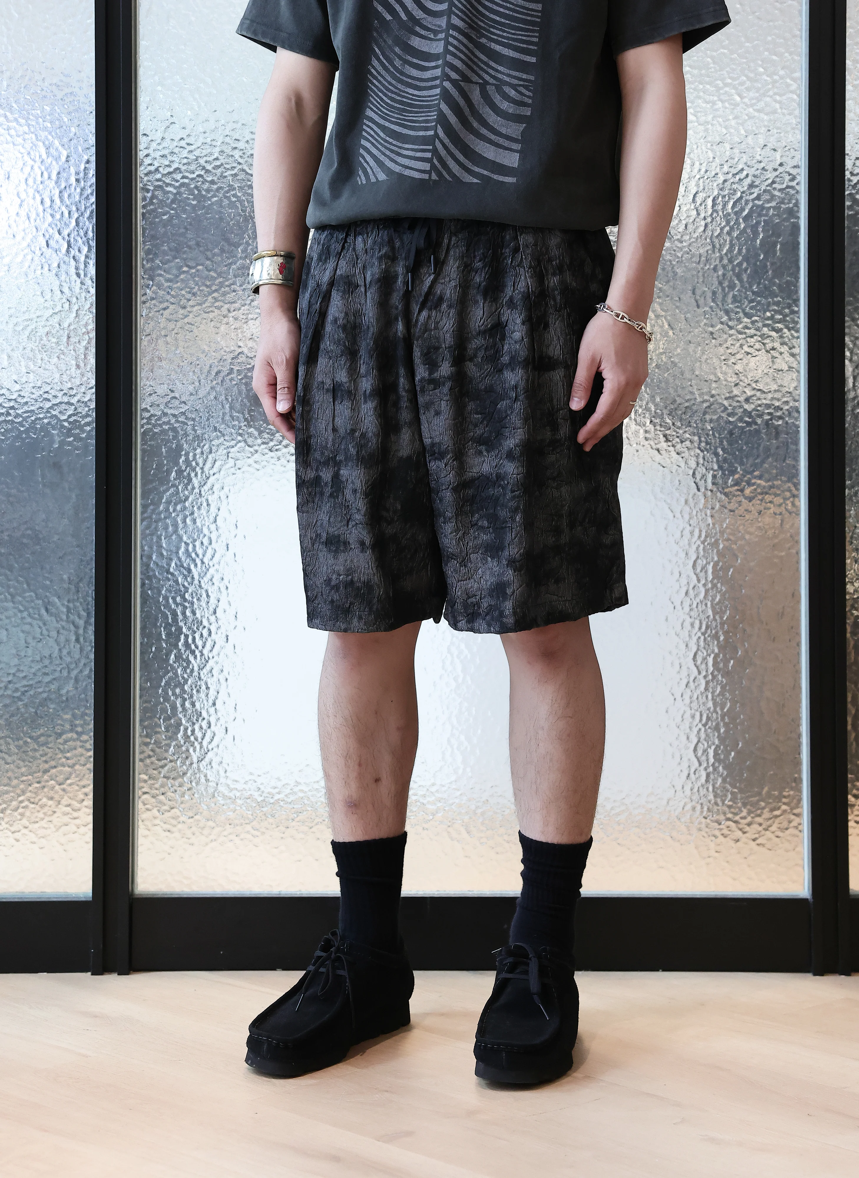 Jacquard Crinkle Shorts - Hudung