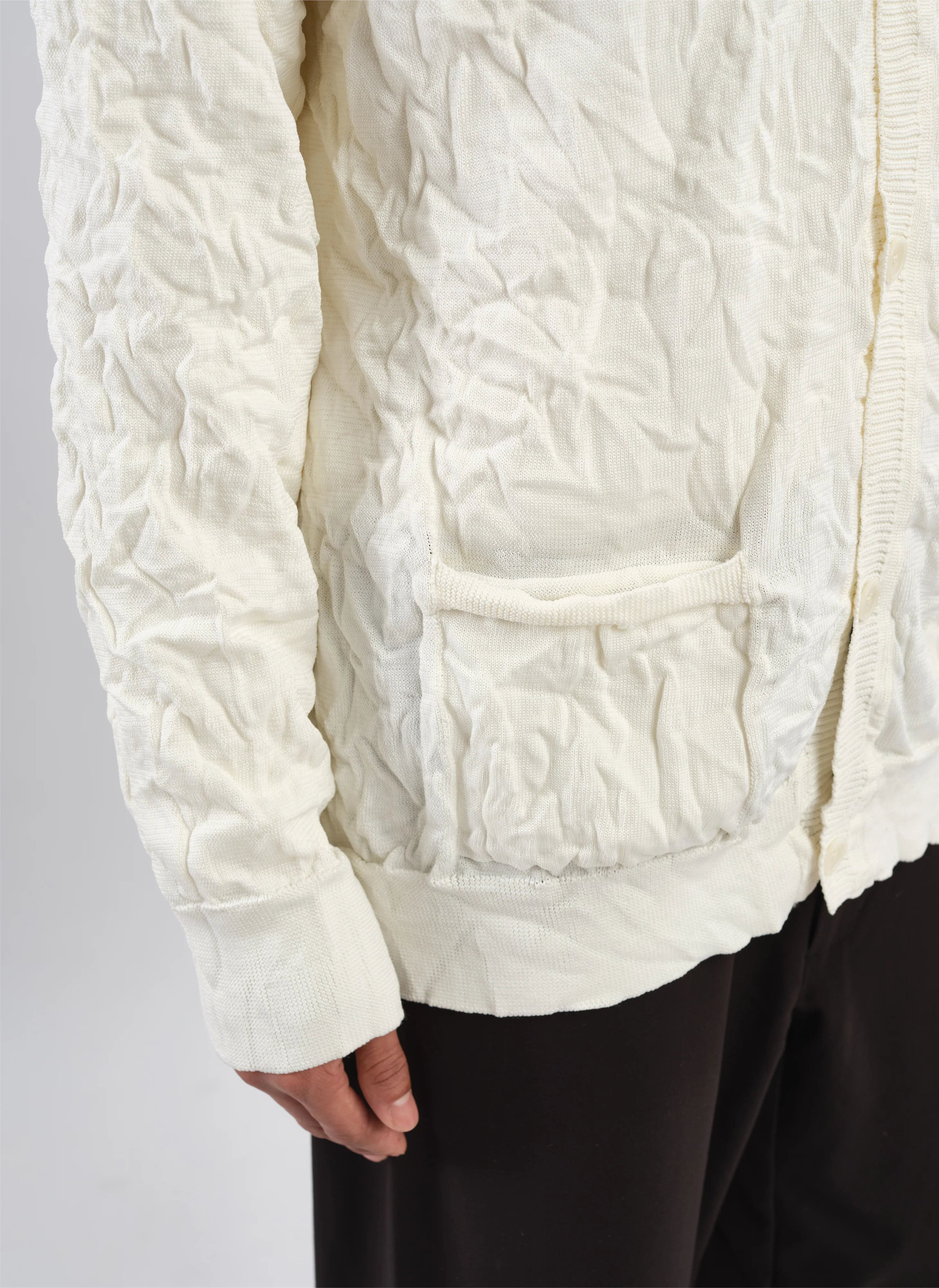 Wrinkle Polyester Dry Knit Cardigan - Hudung