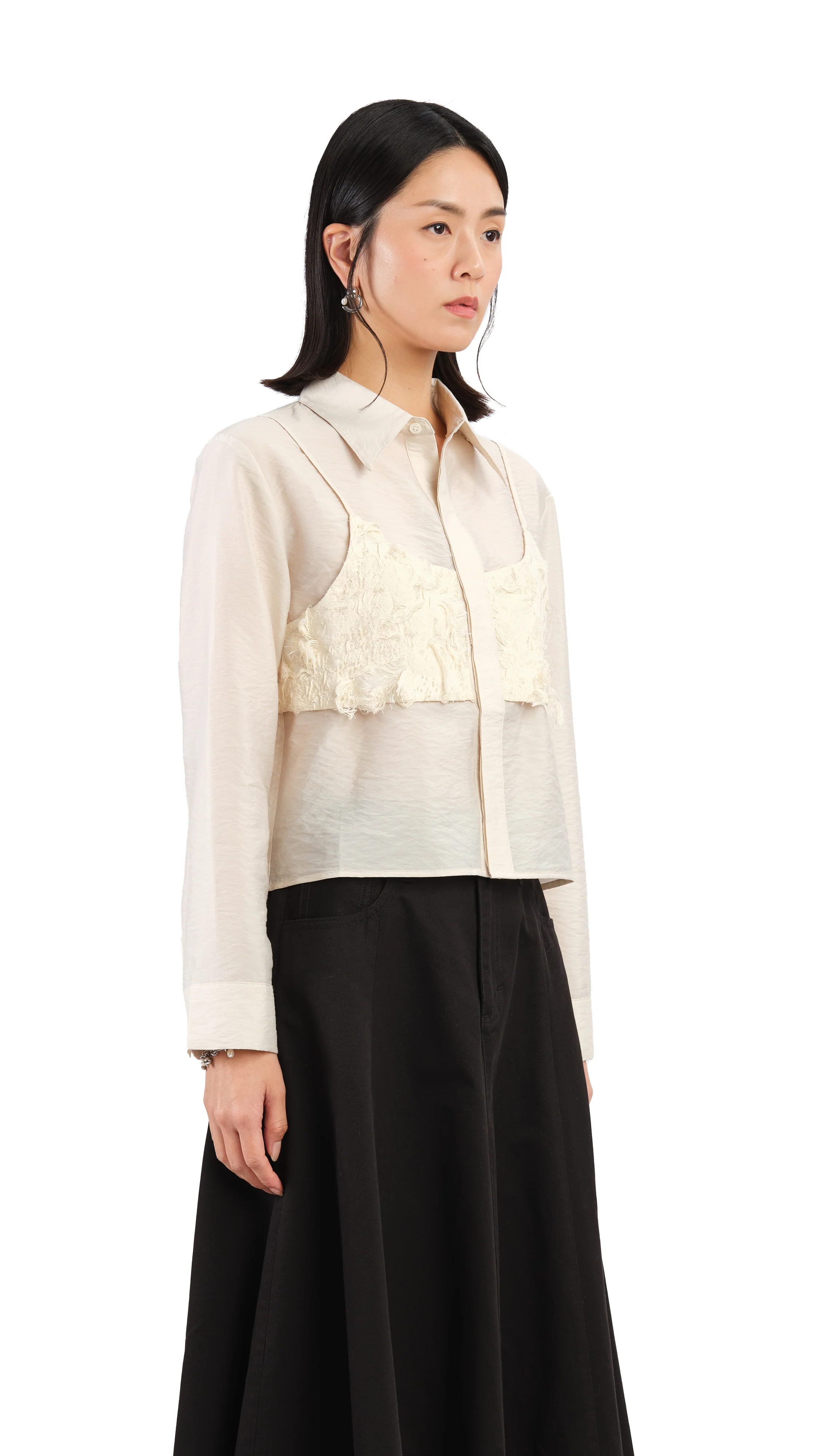 2 In 1 Fancy Jacquard Shirt - Hudung