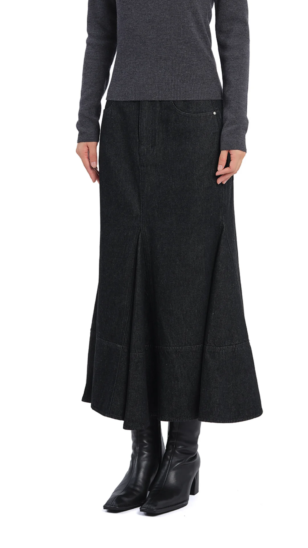 Denim Fishtail Skirt - Hudung