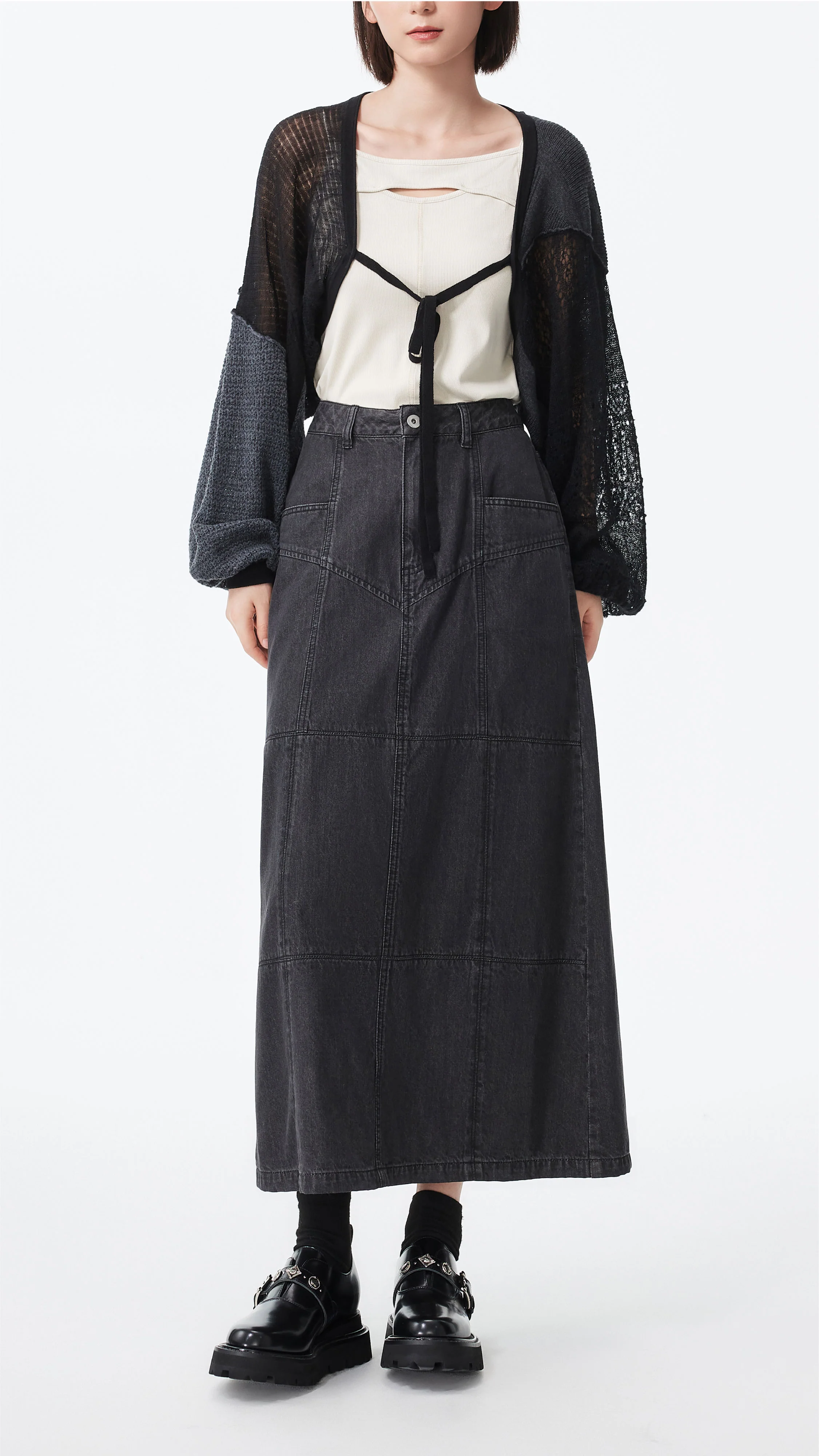 Western Denim Pencil Skirt - Hudung