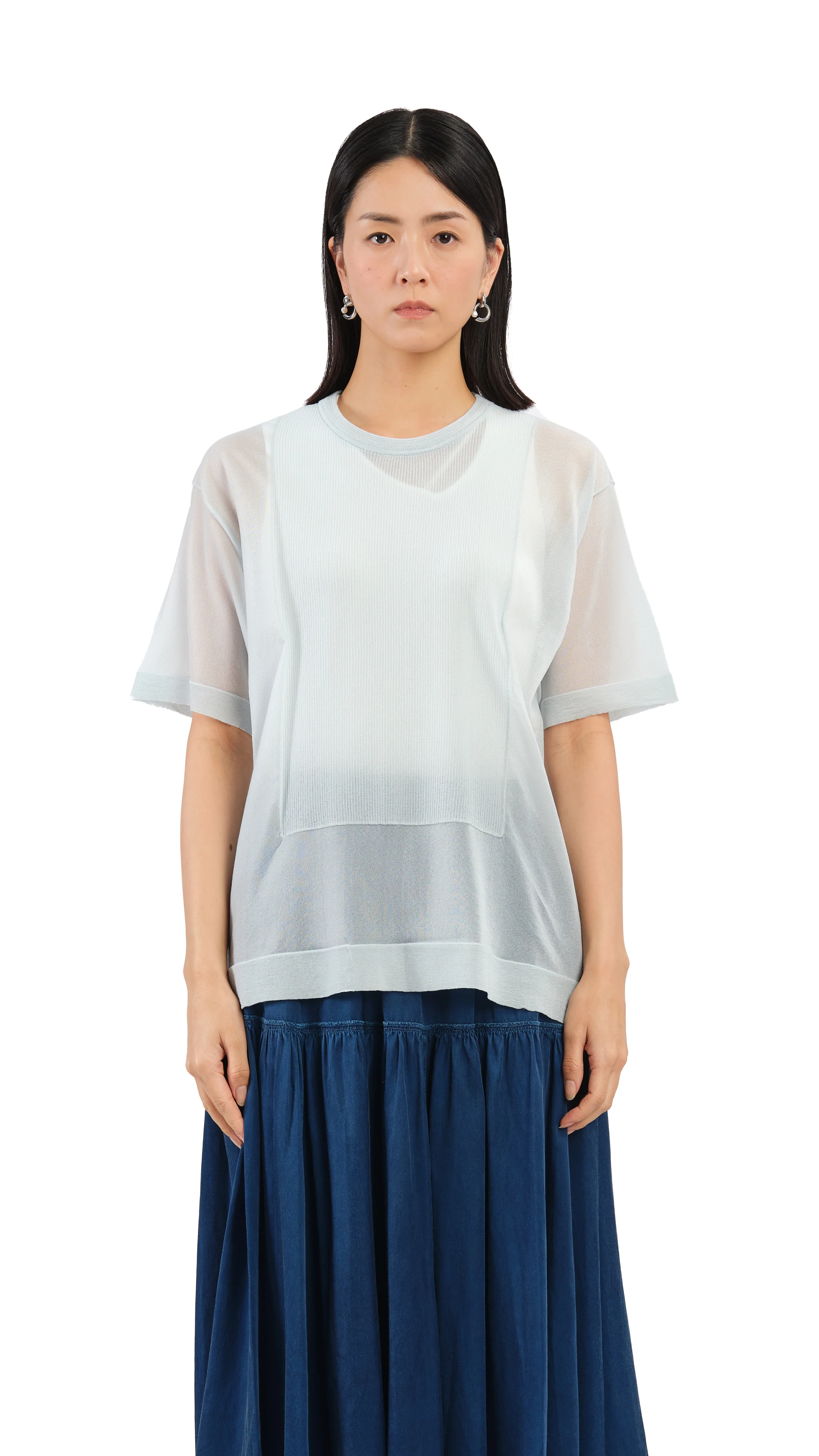 Sheer Knit Tee - Hudung