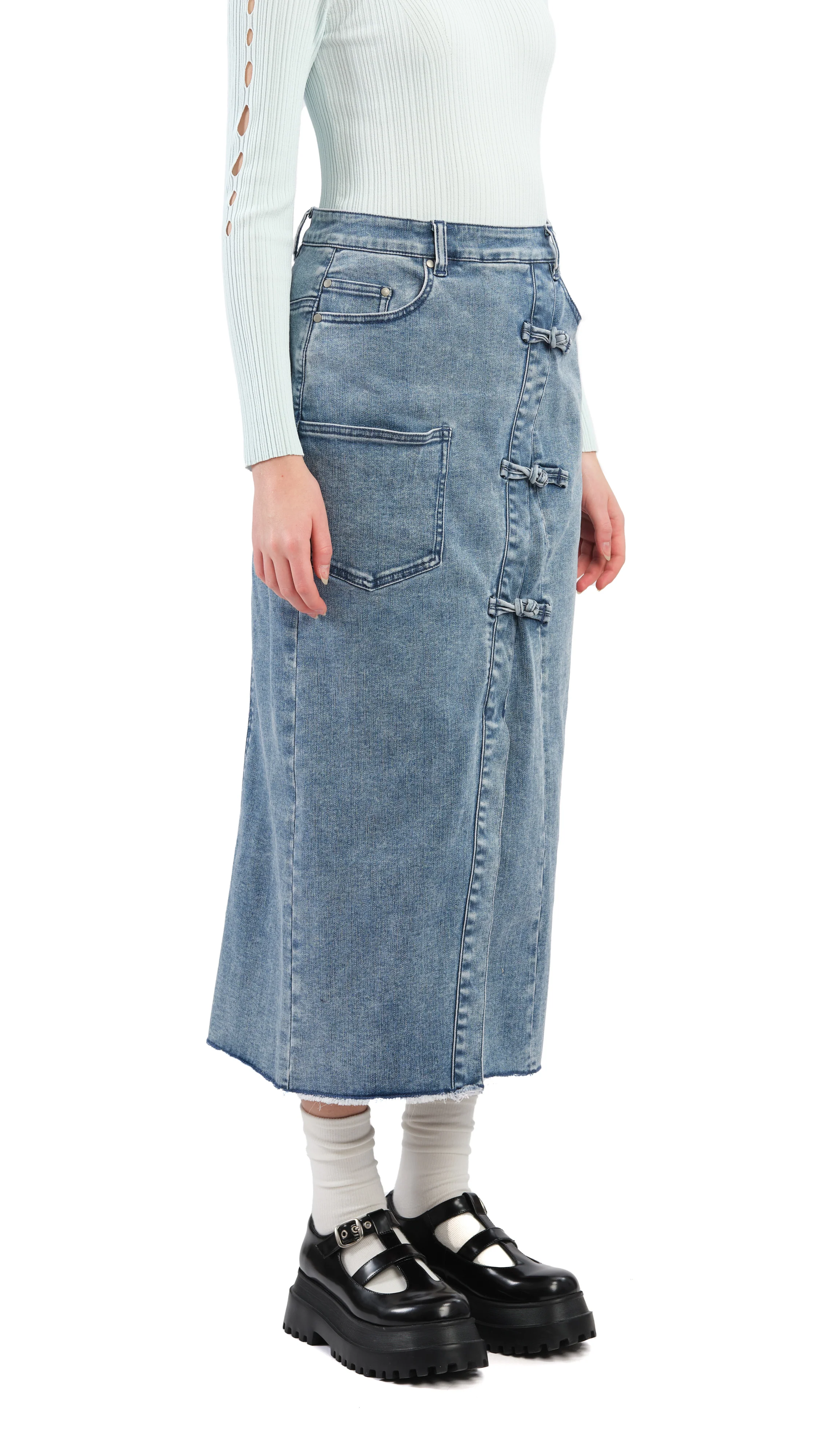 Rebuilt Denim Pencil Skirt - Hudung