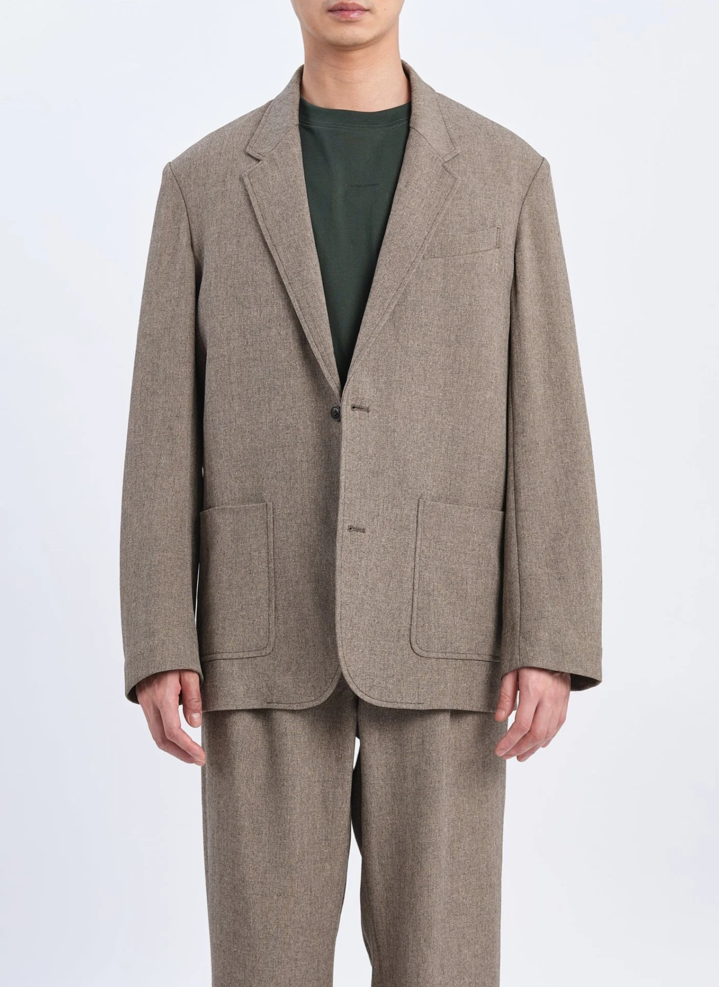 Naturemier Melange Polyester Soft Single Breasted Blazer - Hudung