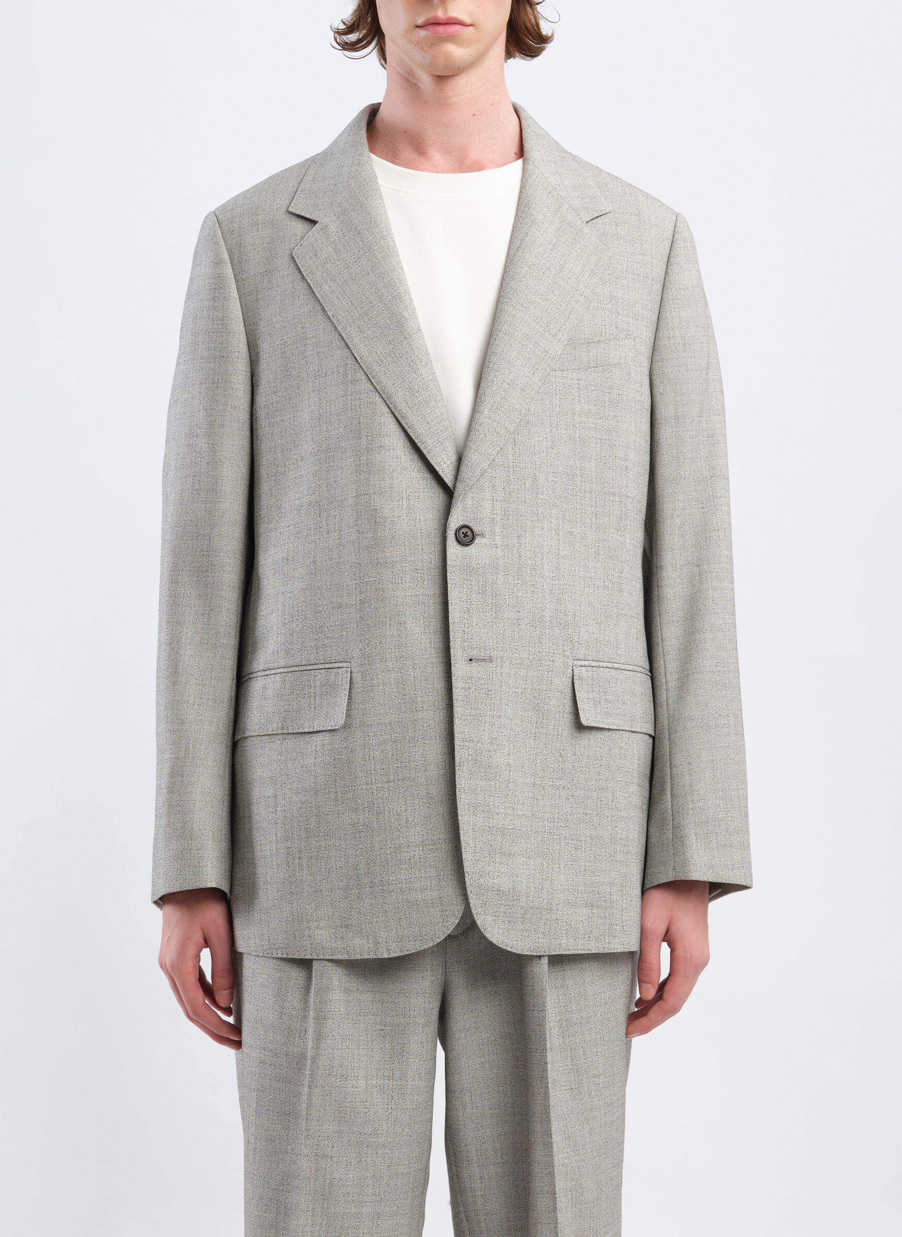 Marzotto Organic Wool Full Constructed Single Breasted Suit Blazer - Hudung