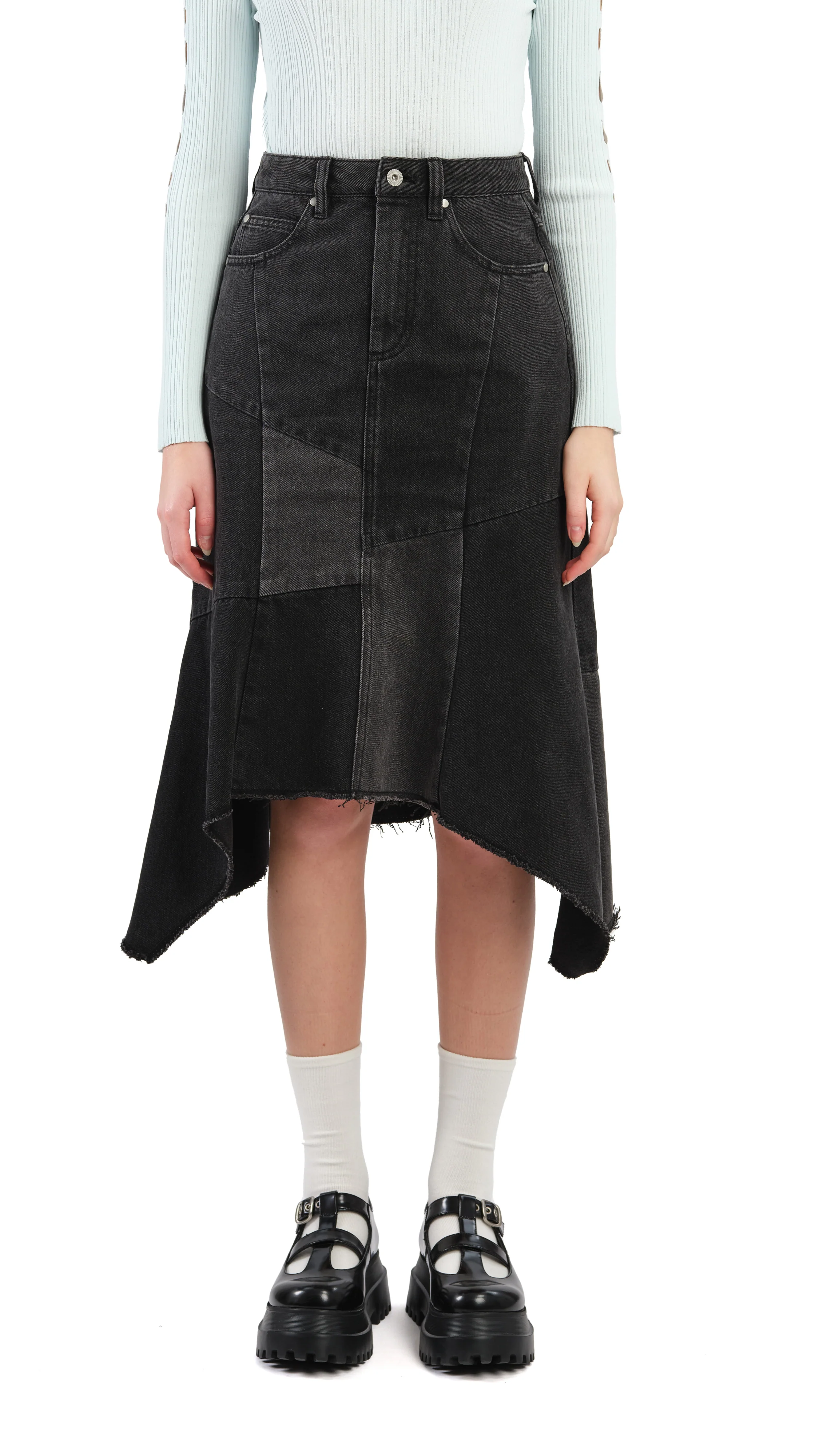 Rebuilt Denim Fishtail Skirt - Hudung