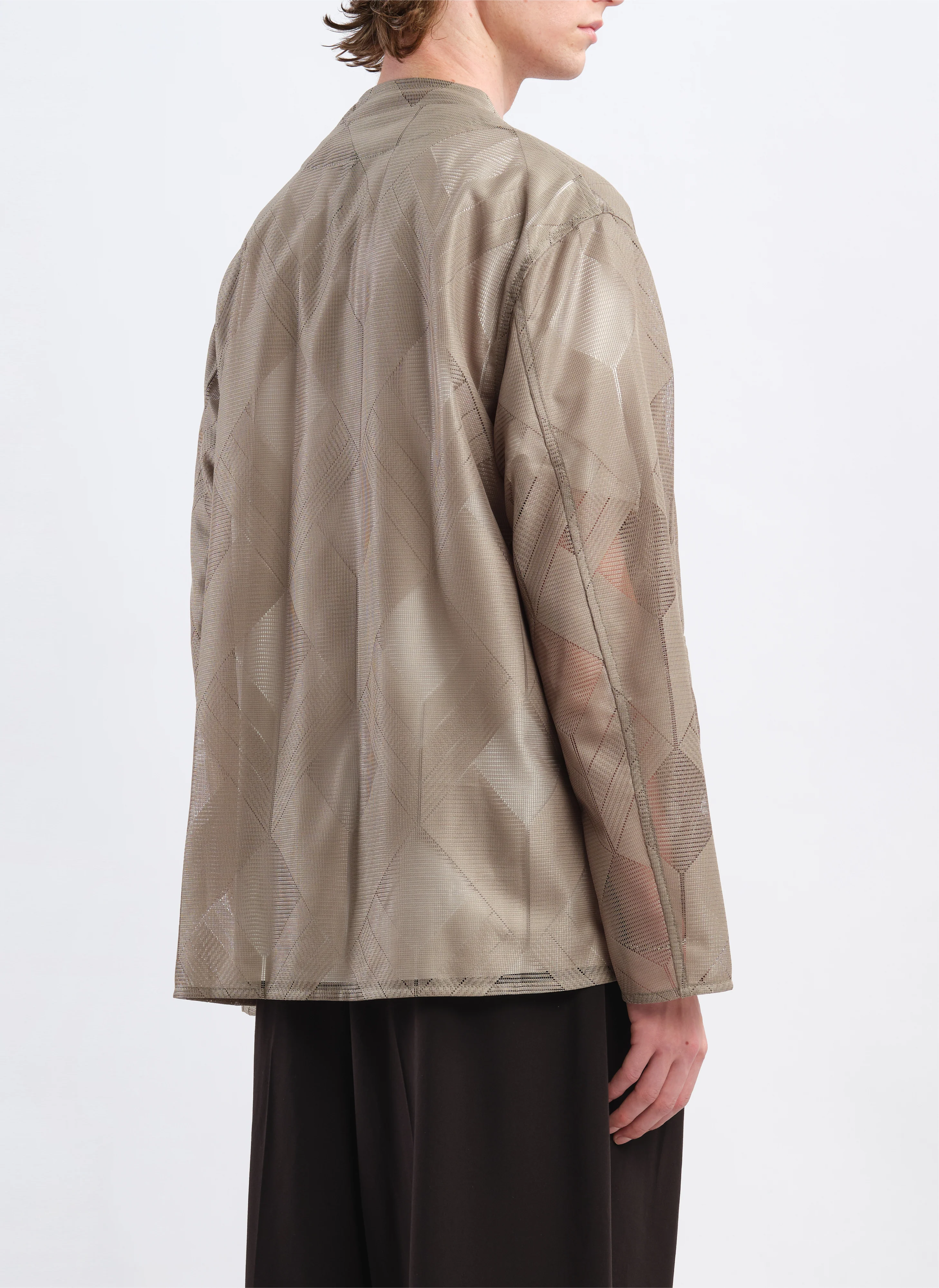 Polyester Geometric Jacquard Soft Blazer - Hudung