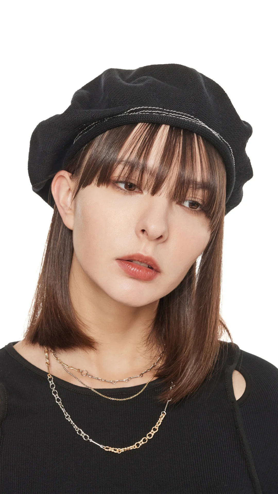 Knitted Beret With Rolled Hem - Hudung