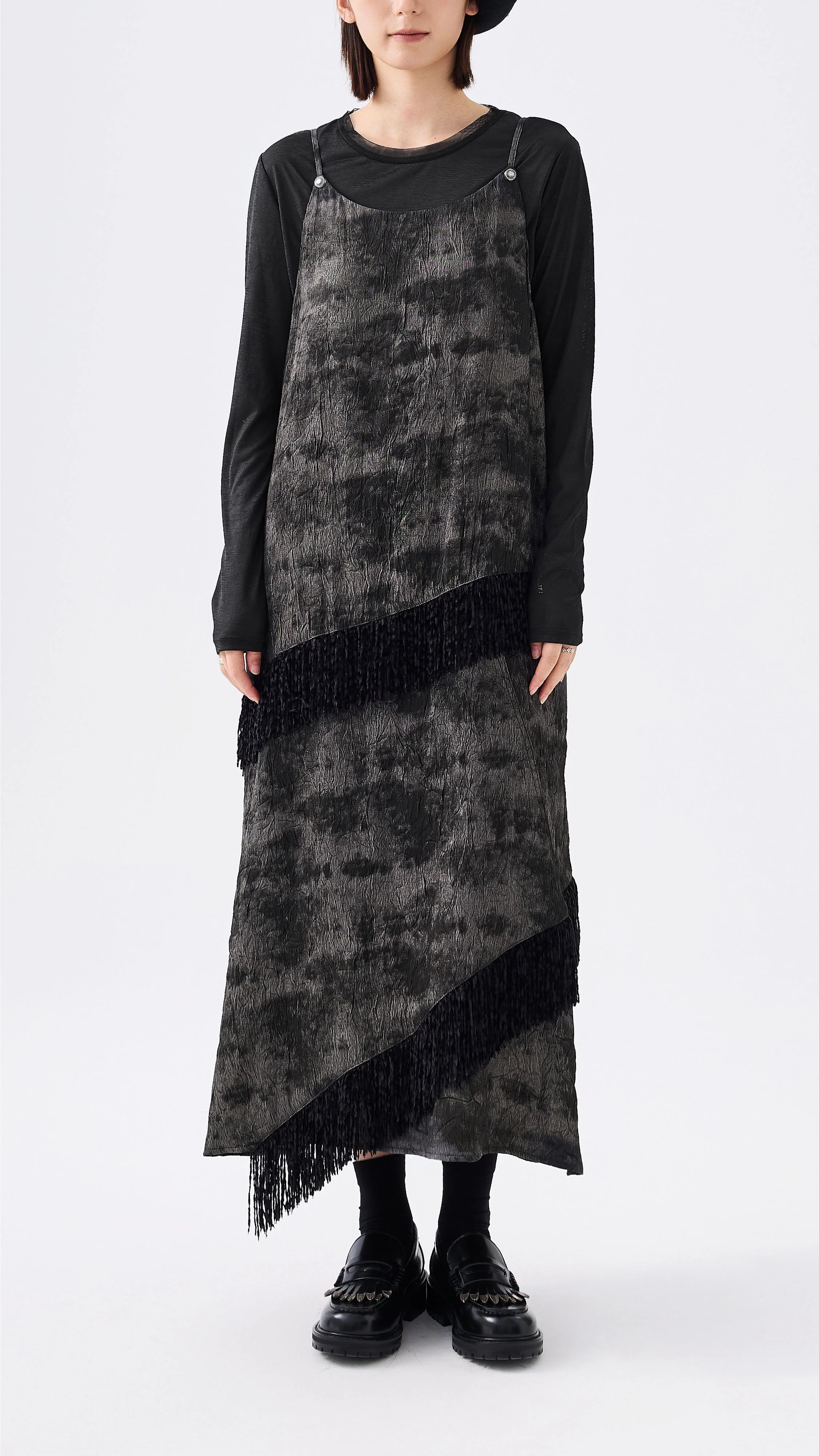 Western Faux Denim Cami Dress - Hudung