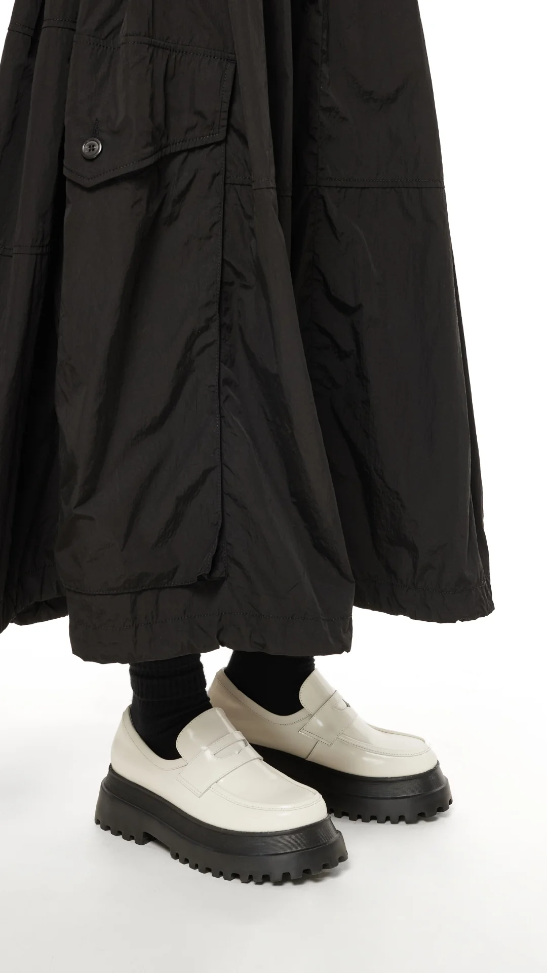 Chunky Sole Leather Penny Loafers - Hudung