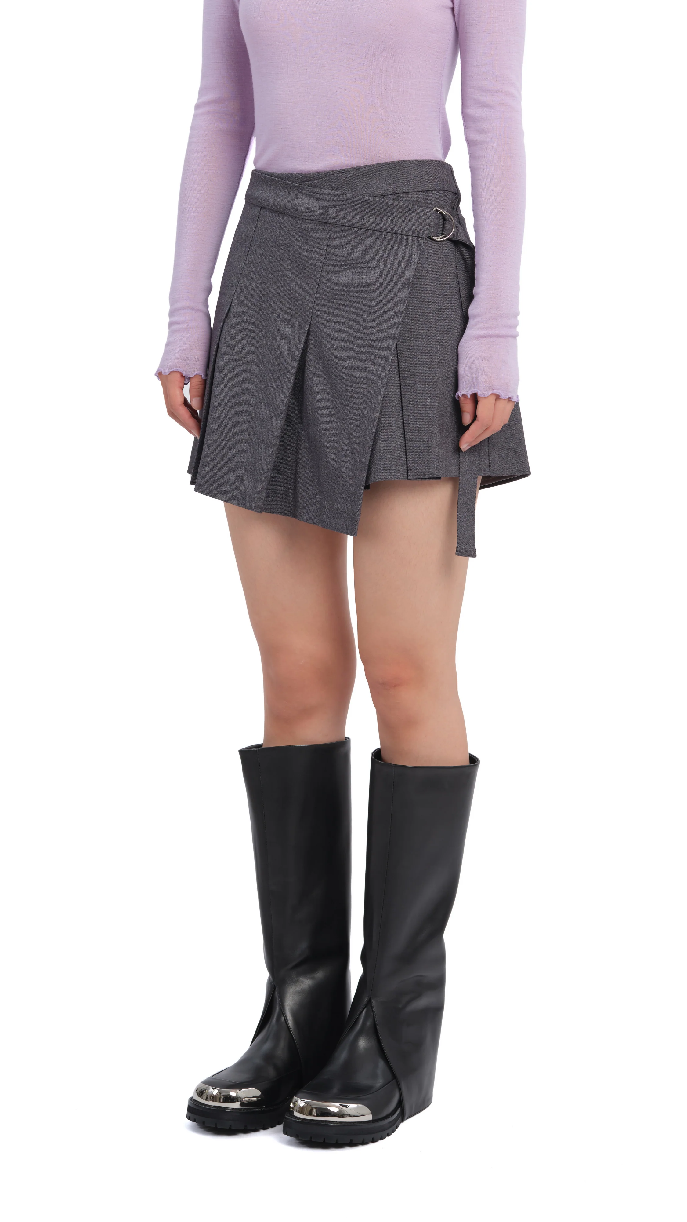 Pleated Wrap Shorts - Hudung