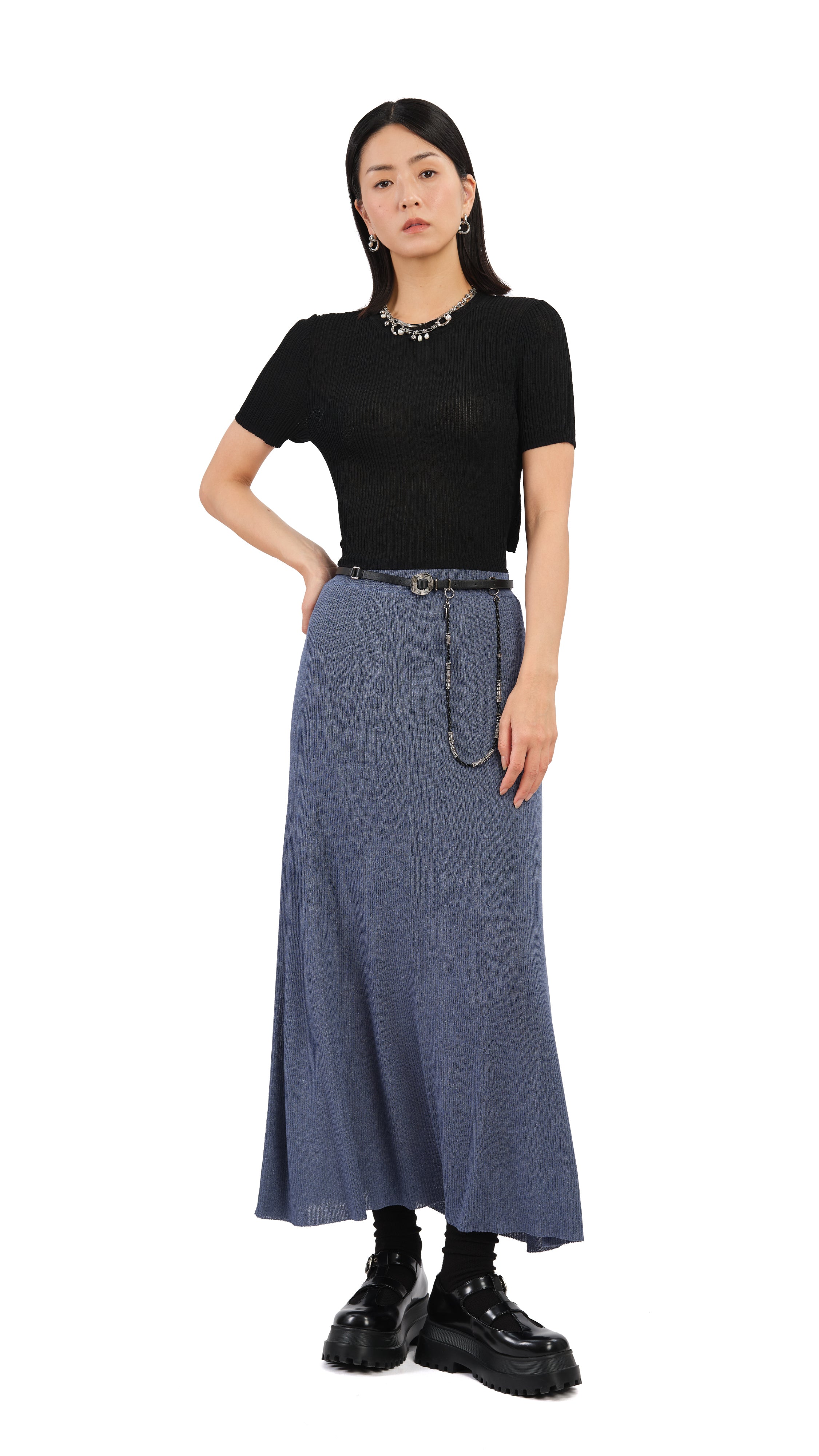 Short Sleeves Tie-Waist Sweater - Hudung