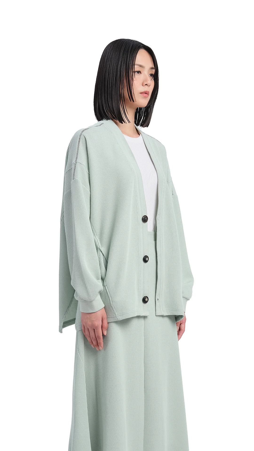 Oversized Cut Sewn Cardigan - Hudung