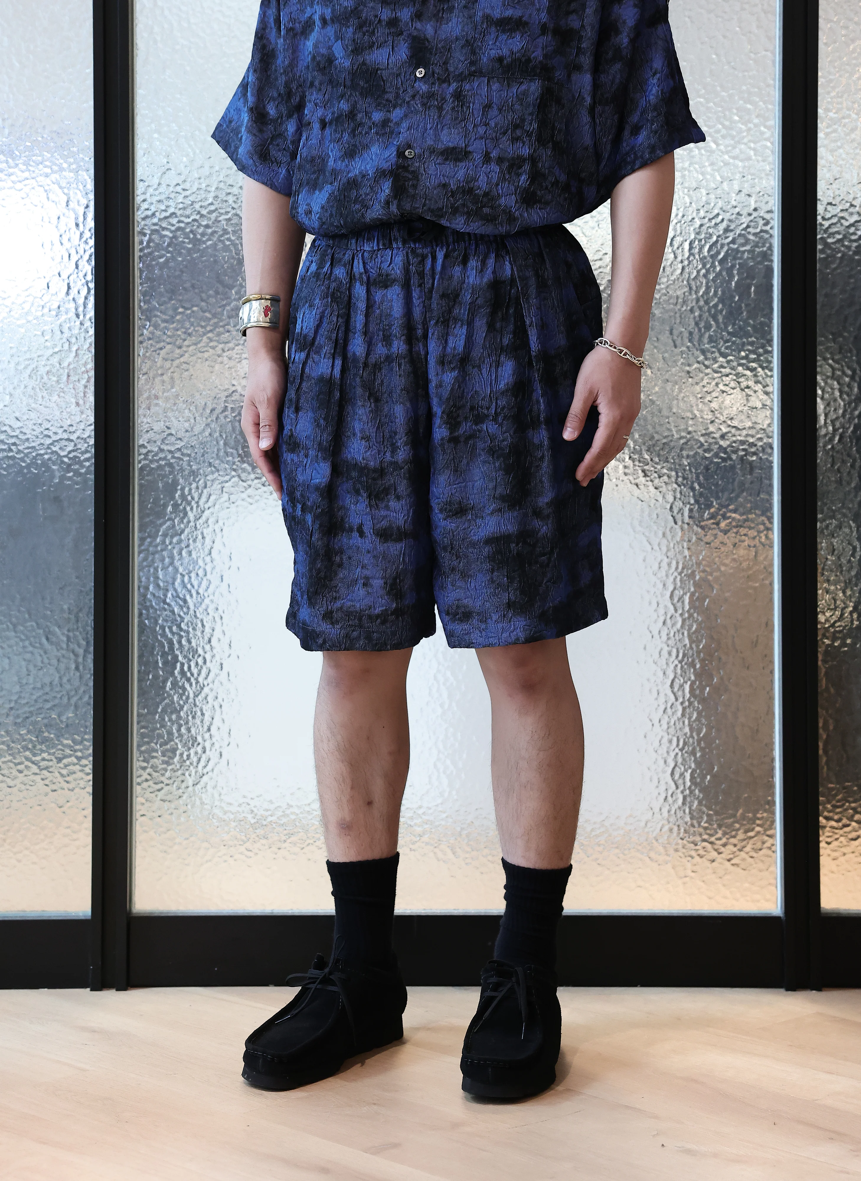 Jacquard Crinkle Shorts - Hudung