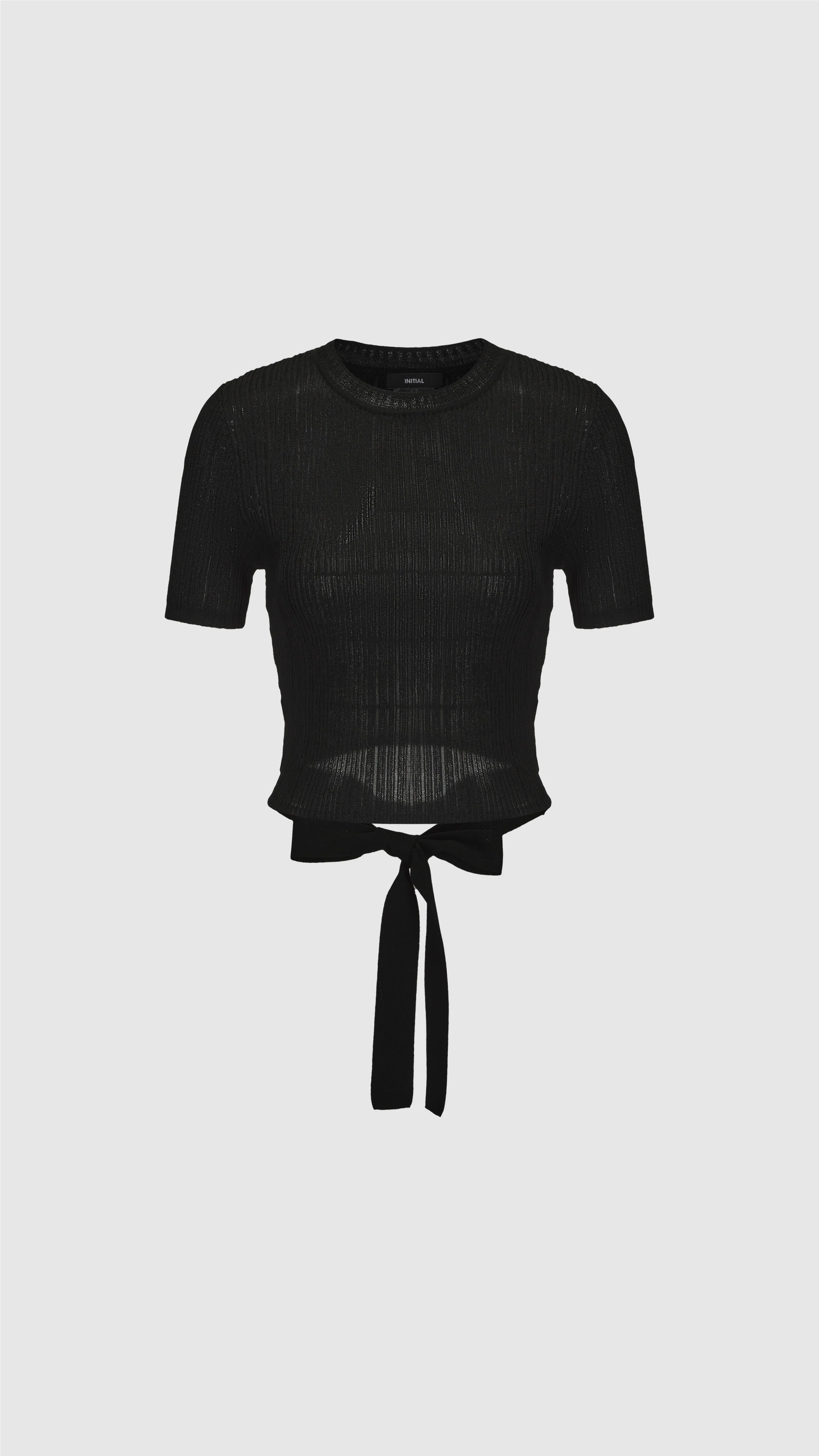 Short Sleeves Tie-Waist Sweater - Hudung