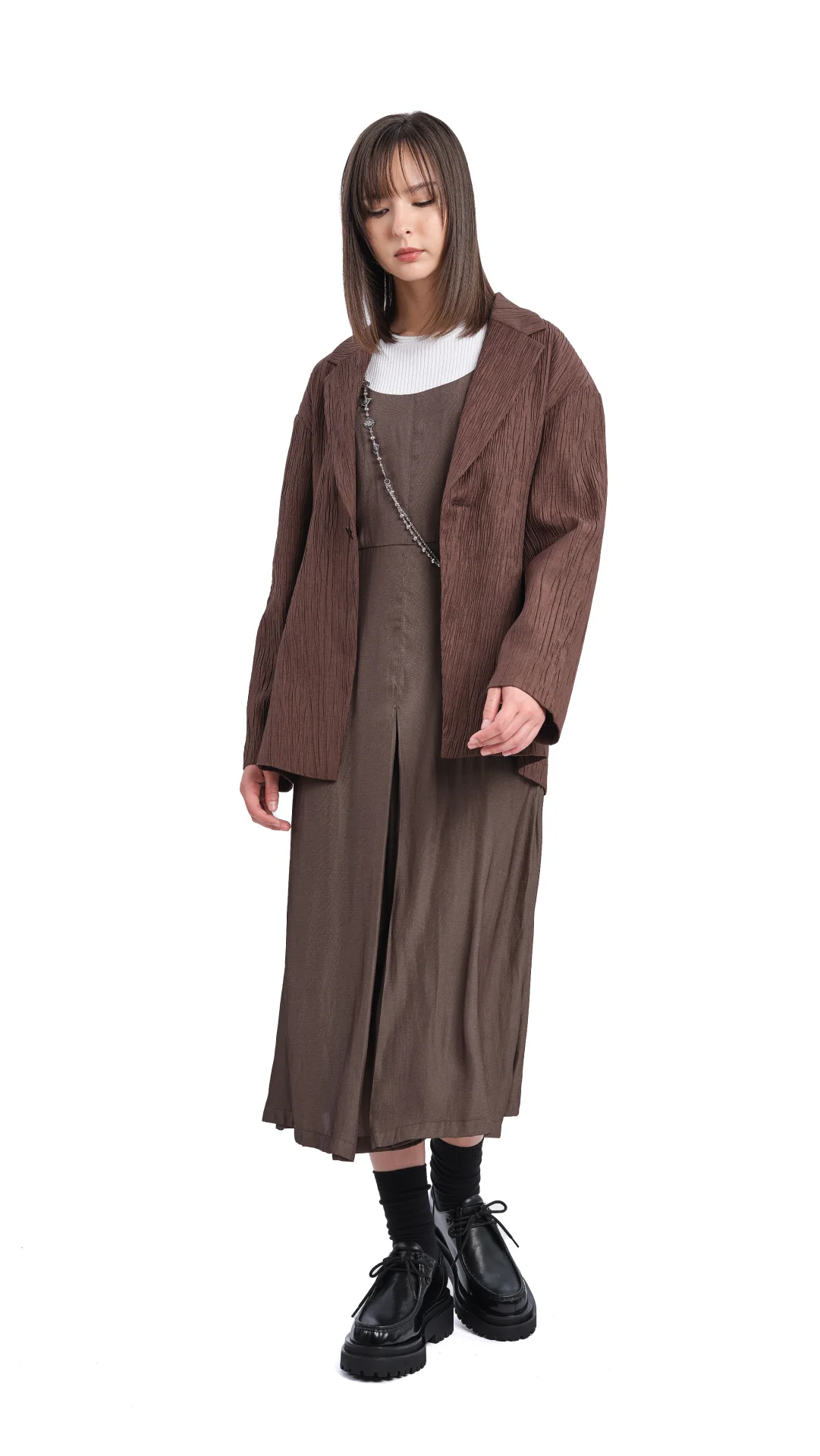 Single Breasted Slim Cut Blazer - Hudung