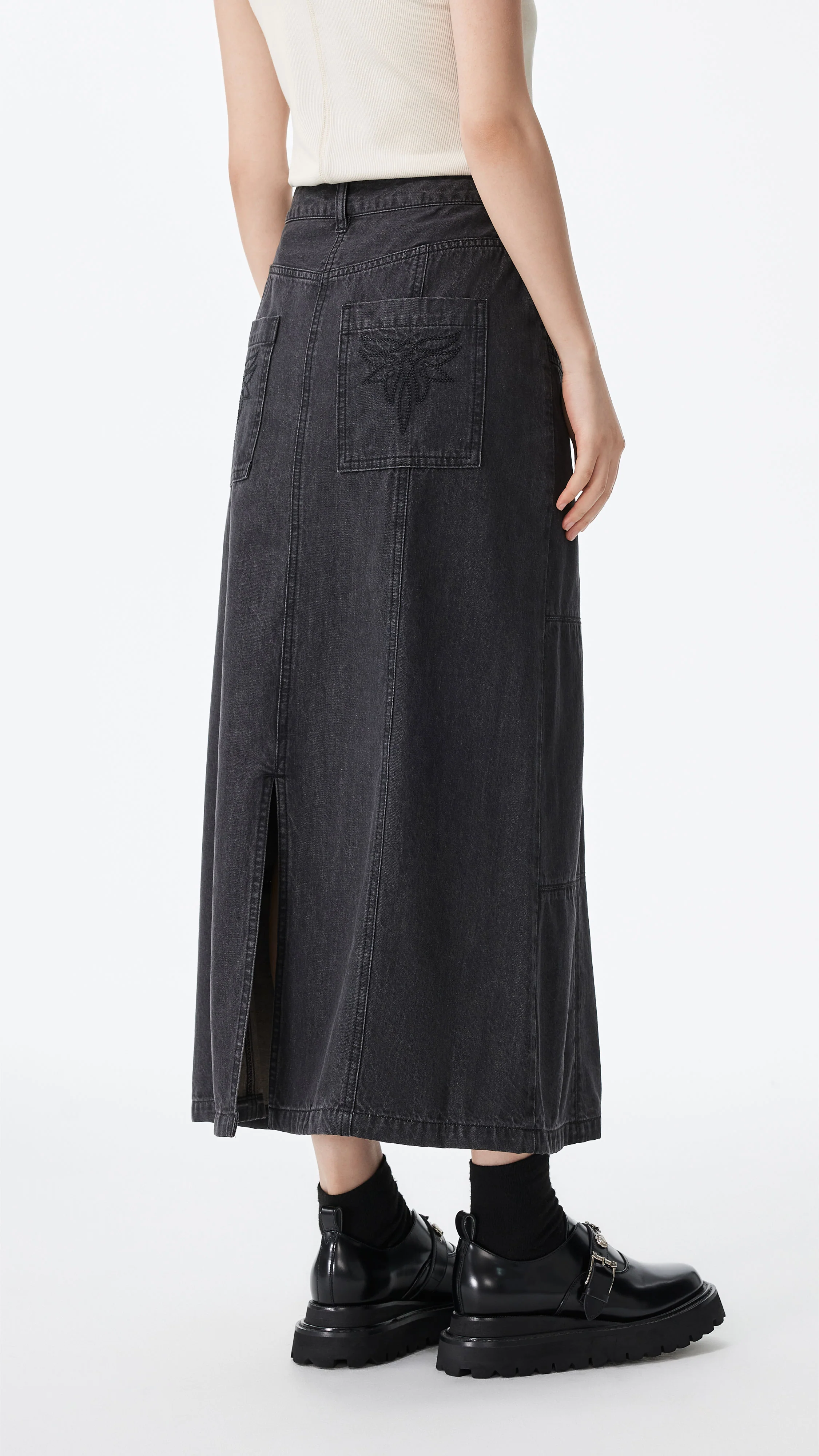 Western Denim Pencil Skirt - Hudung