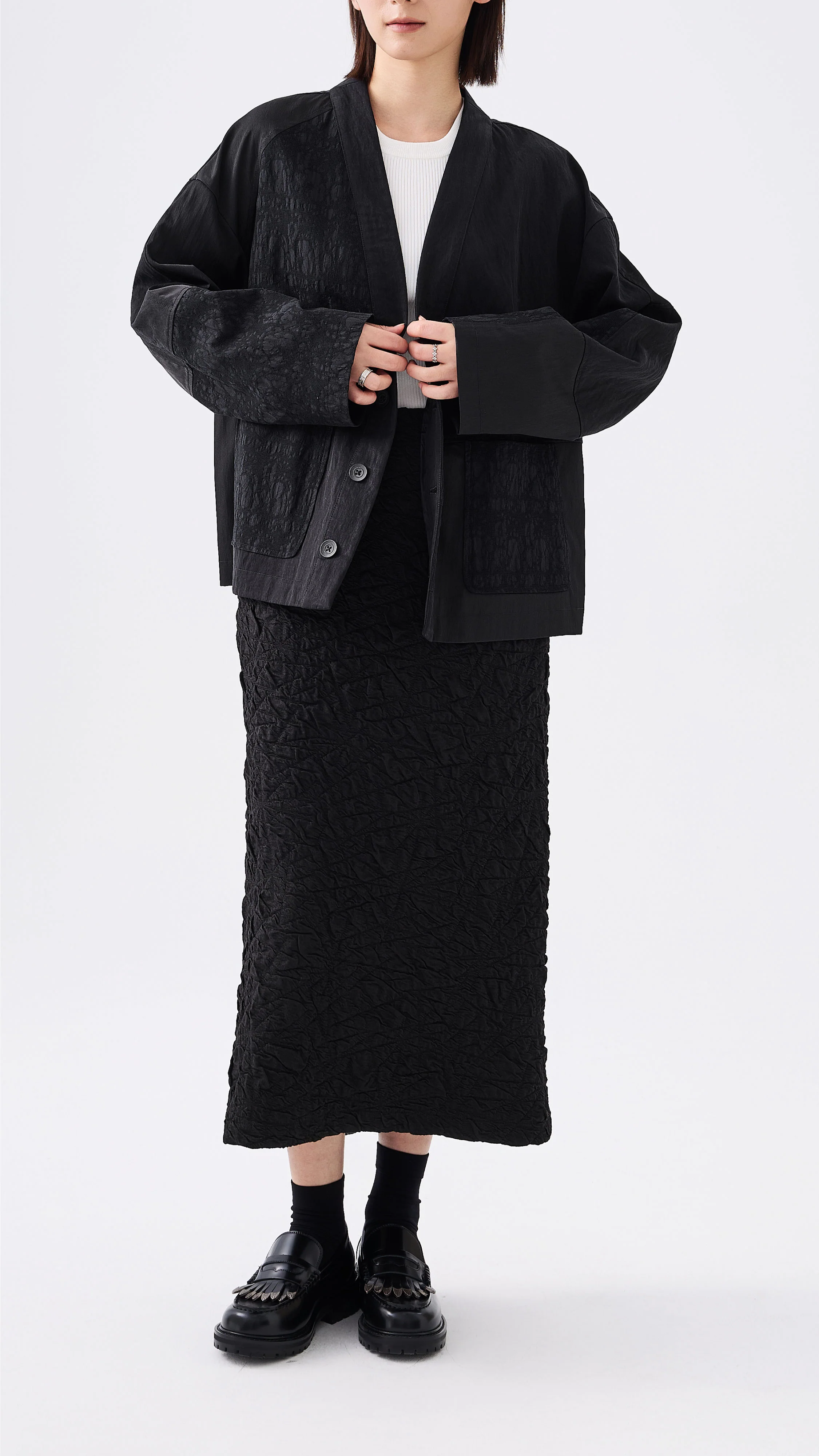 Textural Pencil Skirt - Hudung