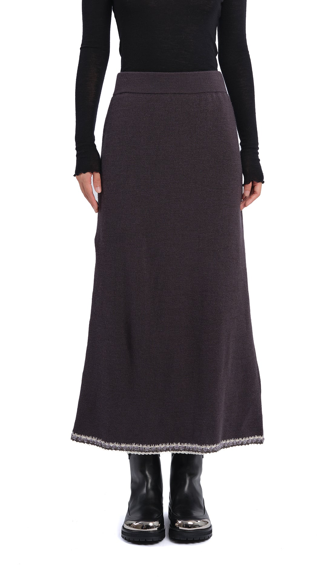 Crochet Trims Pencil Skirt - Hudung