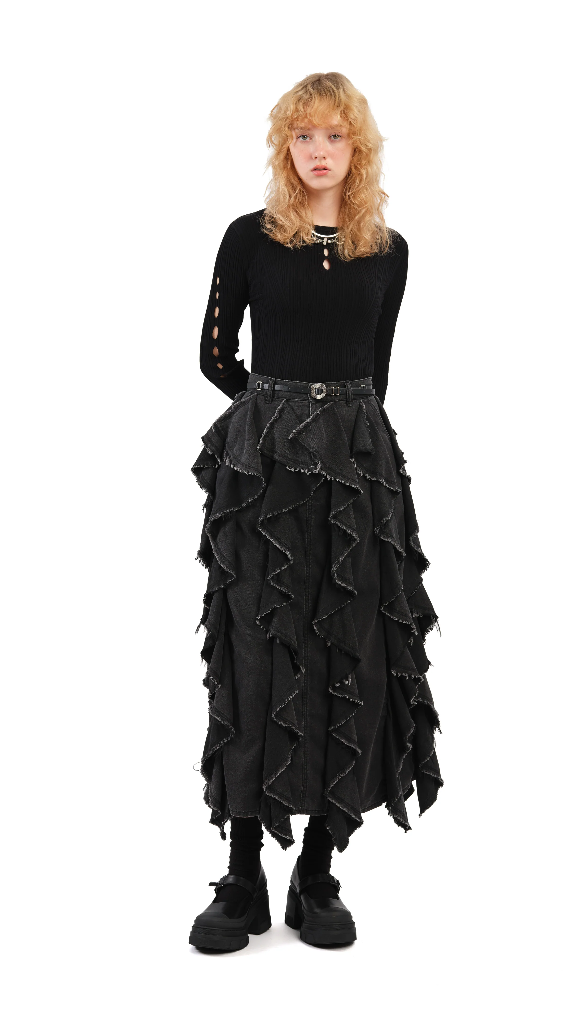 Ruffles Denim Skirt - Hudung