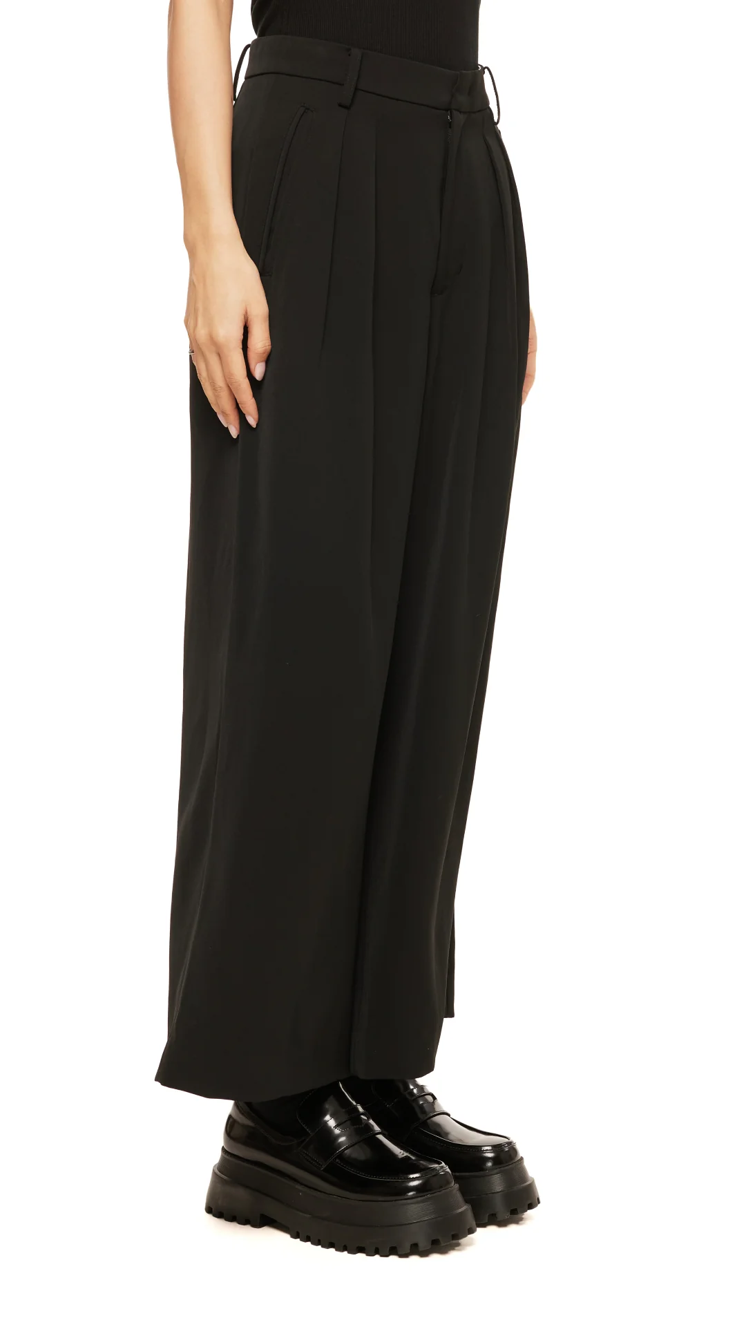Trimmed Pocket Wide-Leg Pants - Hudung
