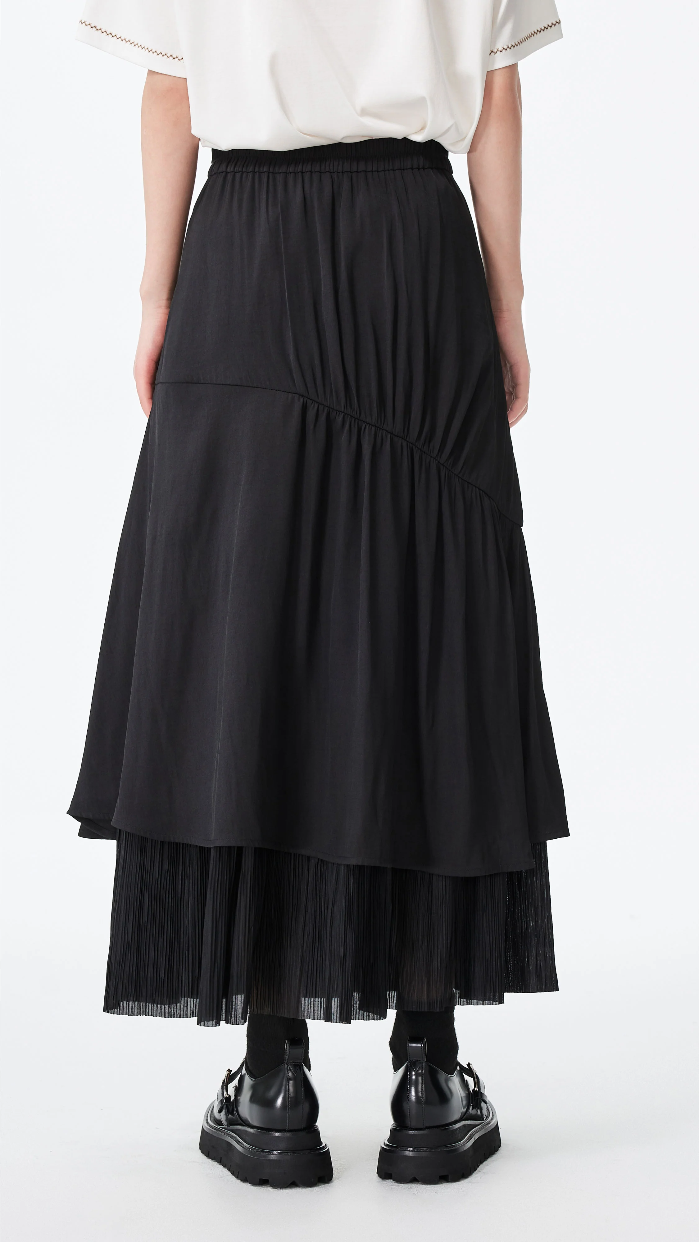 Pleated Patch Skirt - Hudung