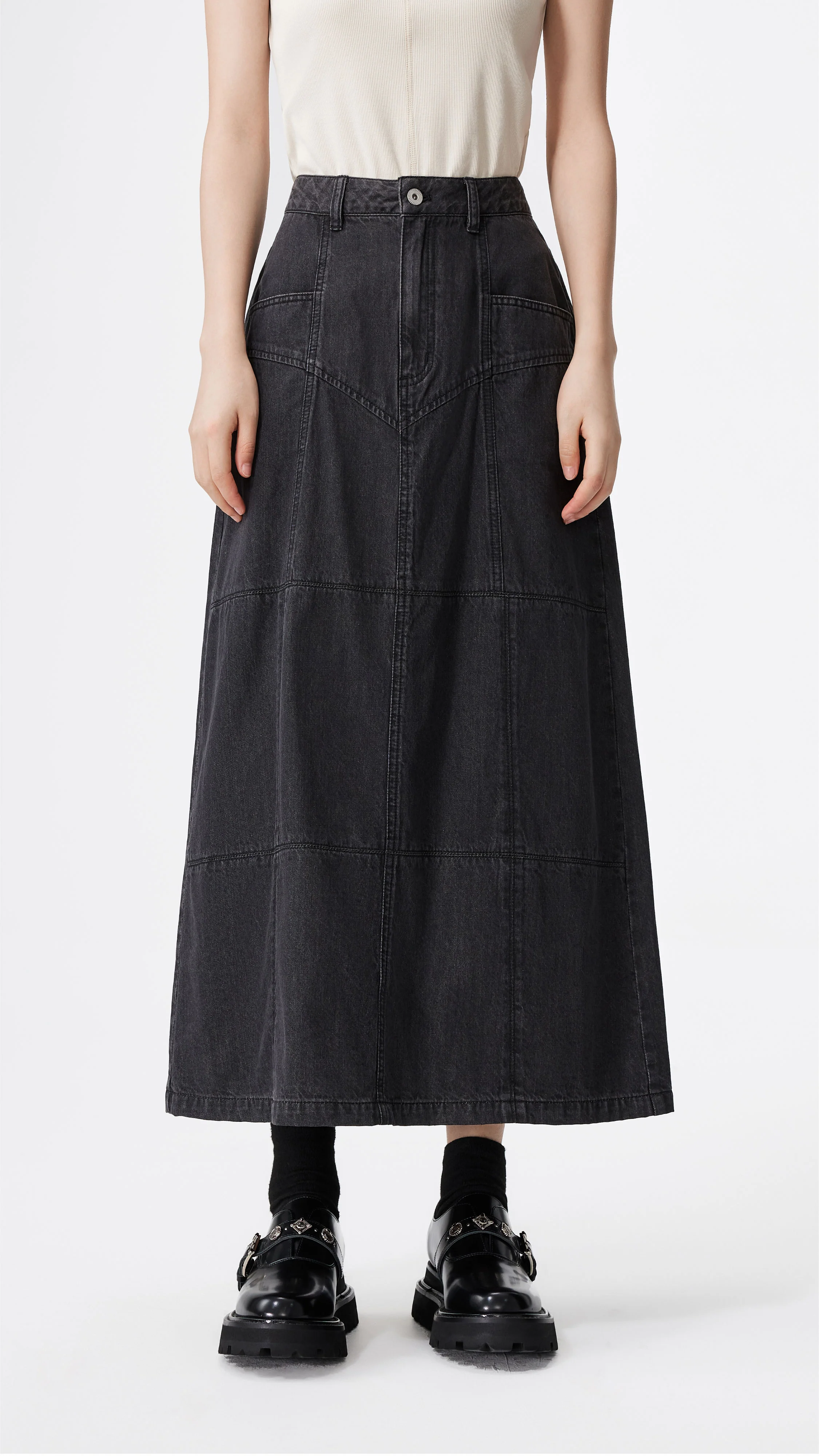 Western Denim Pencil Skirt - Hudung