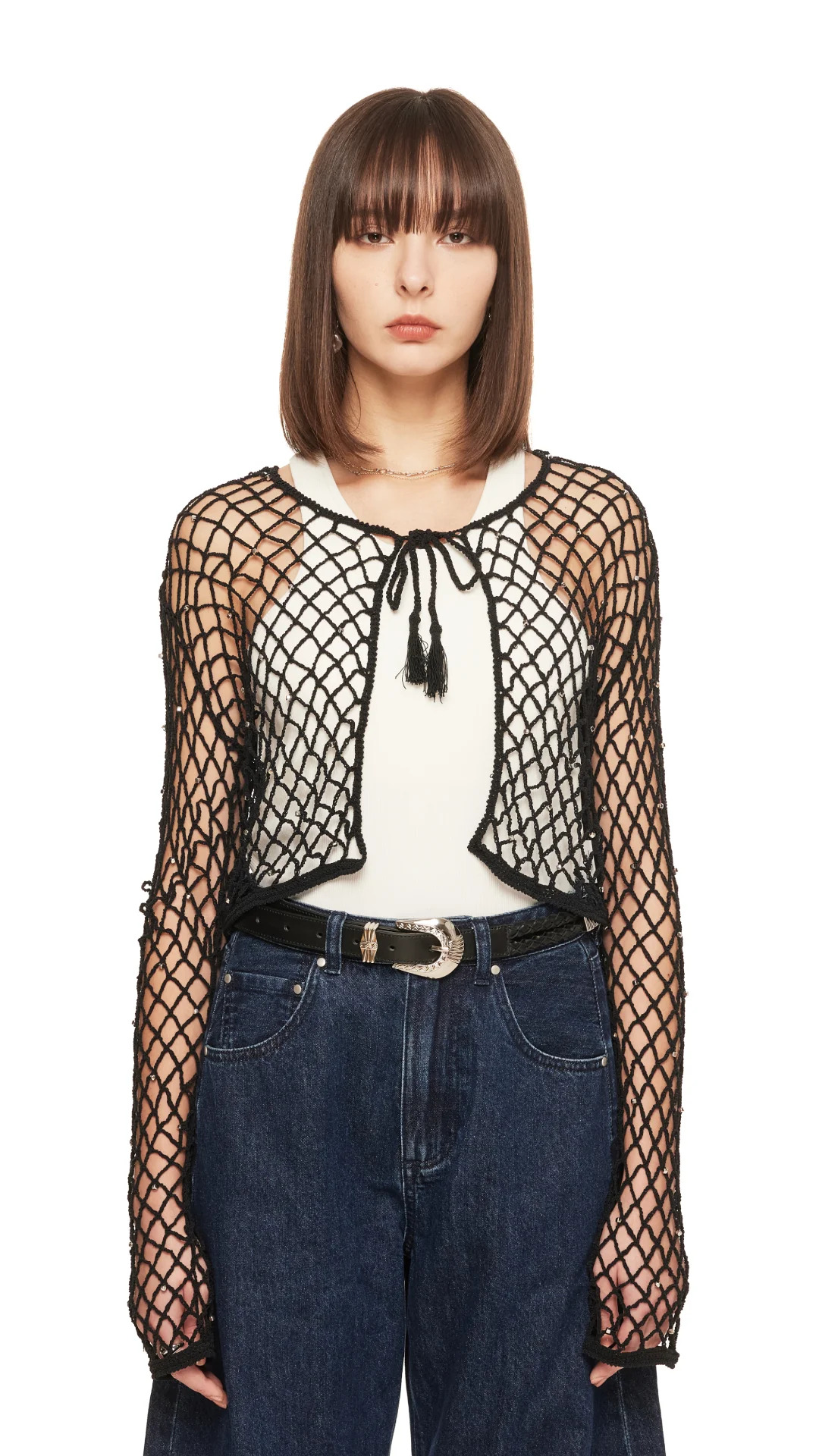 Beaded Crochet Cardigan - Hudung