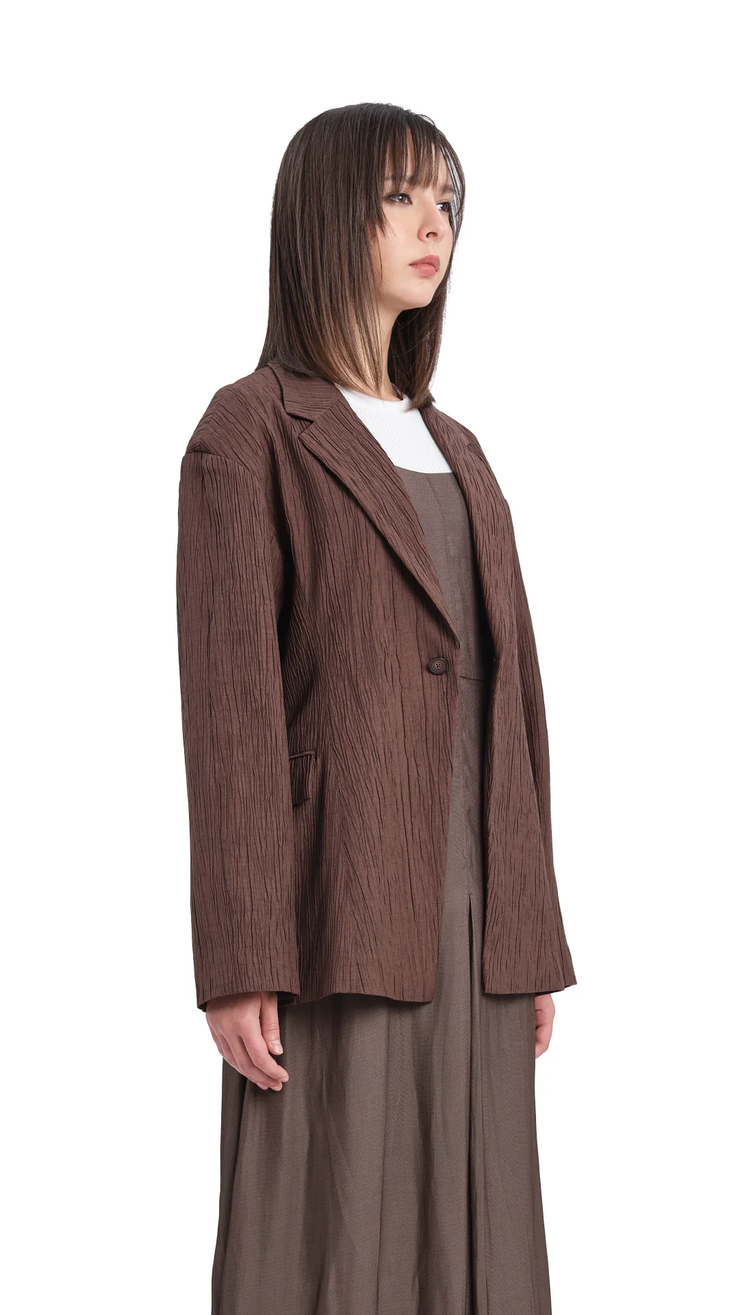 Single Breasted Slim Cut Blazer - Hudung