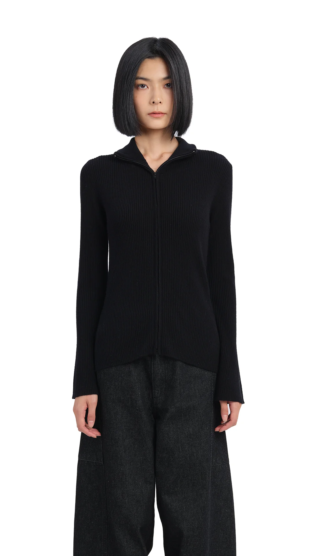 Zip-Up Cardigan - Hudung