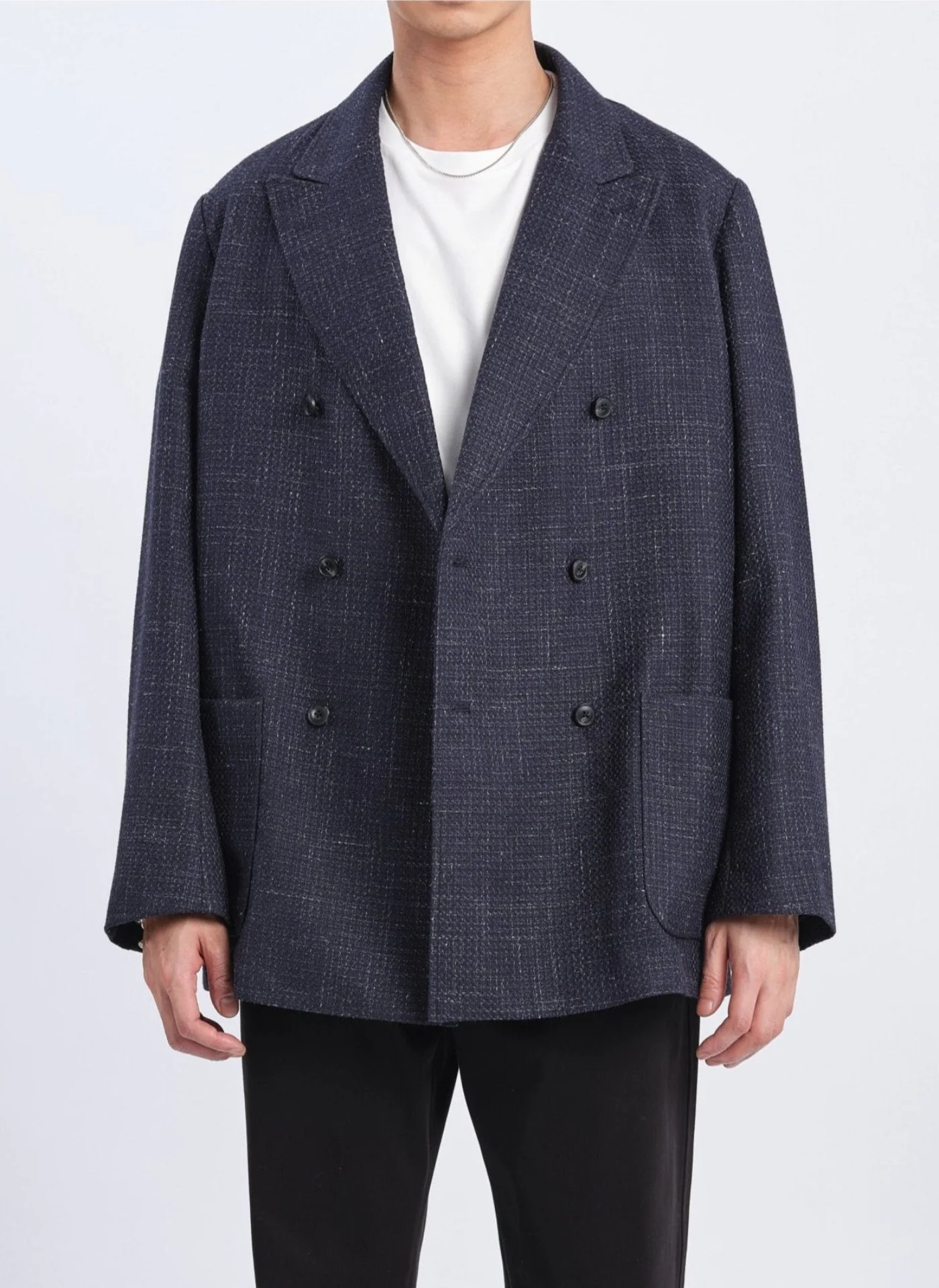 Marzotto Wool Silk Linen Soft Double Breasted Blazer - Hudung