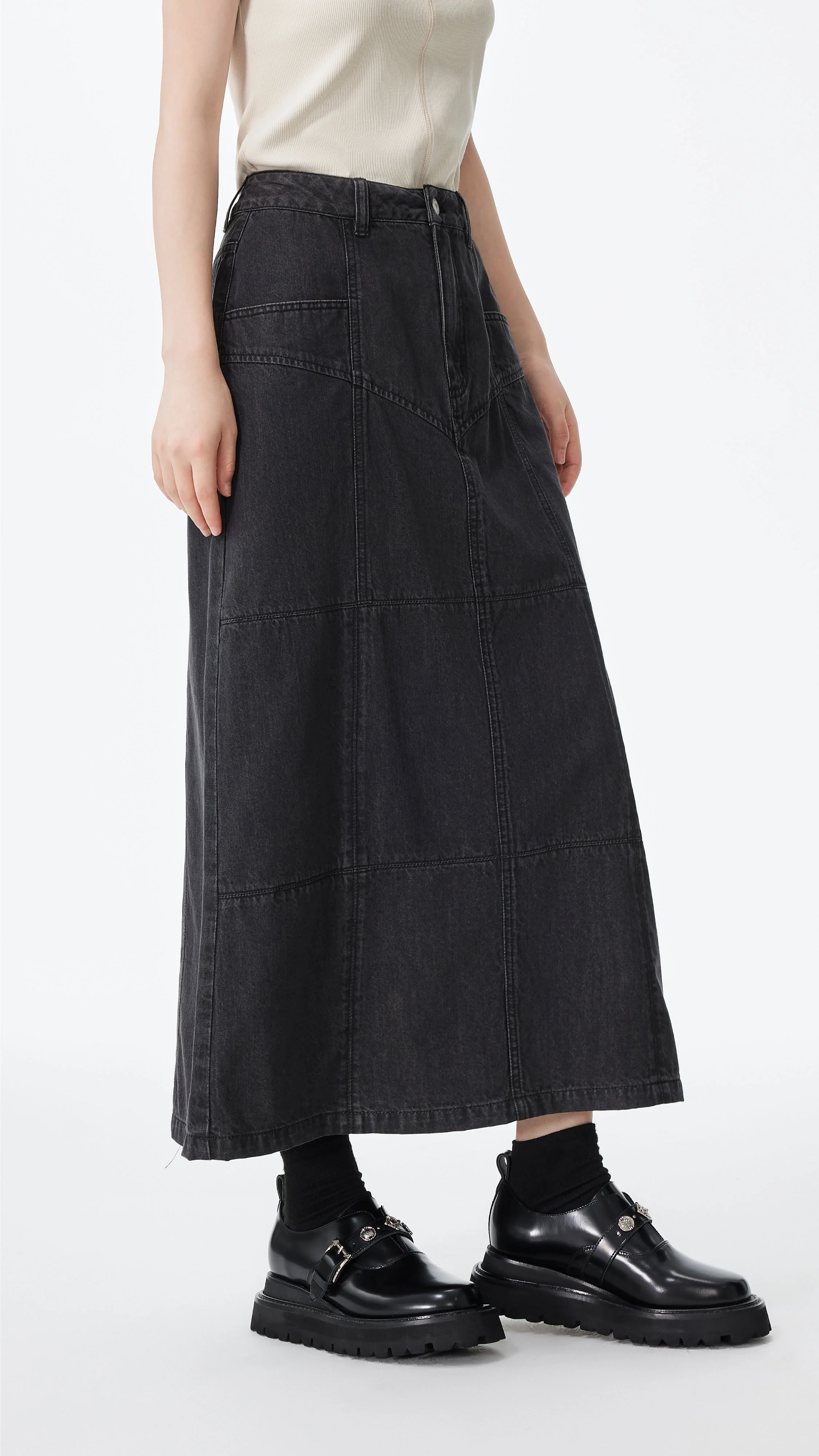 Western Denim Pencil Skirt - Hudung