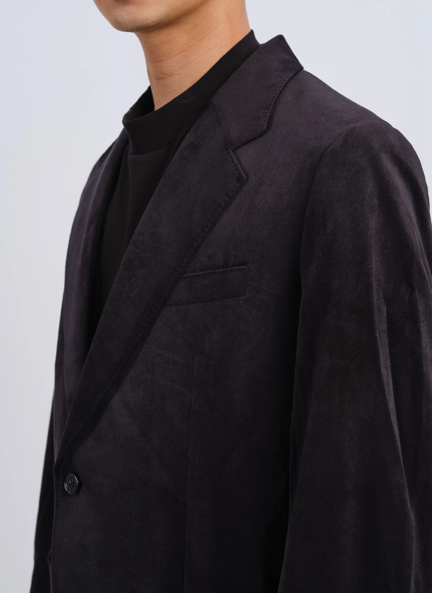 Micro Polyester Velour Twill Construction Suit Blazer - Hudung