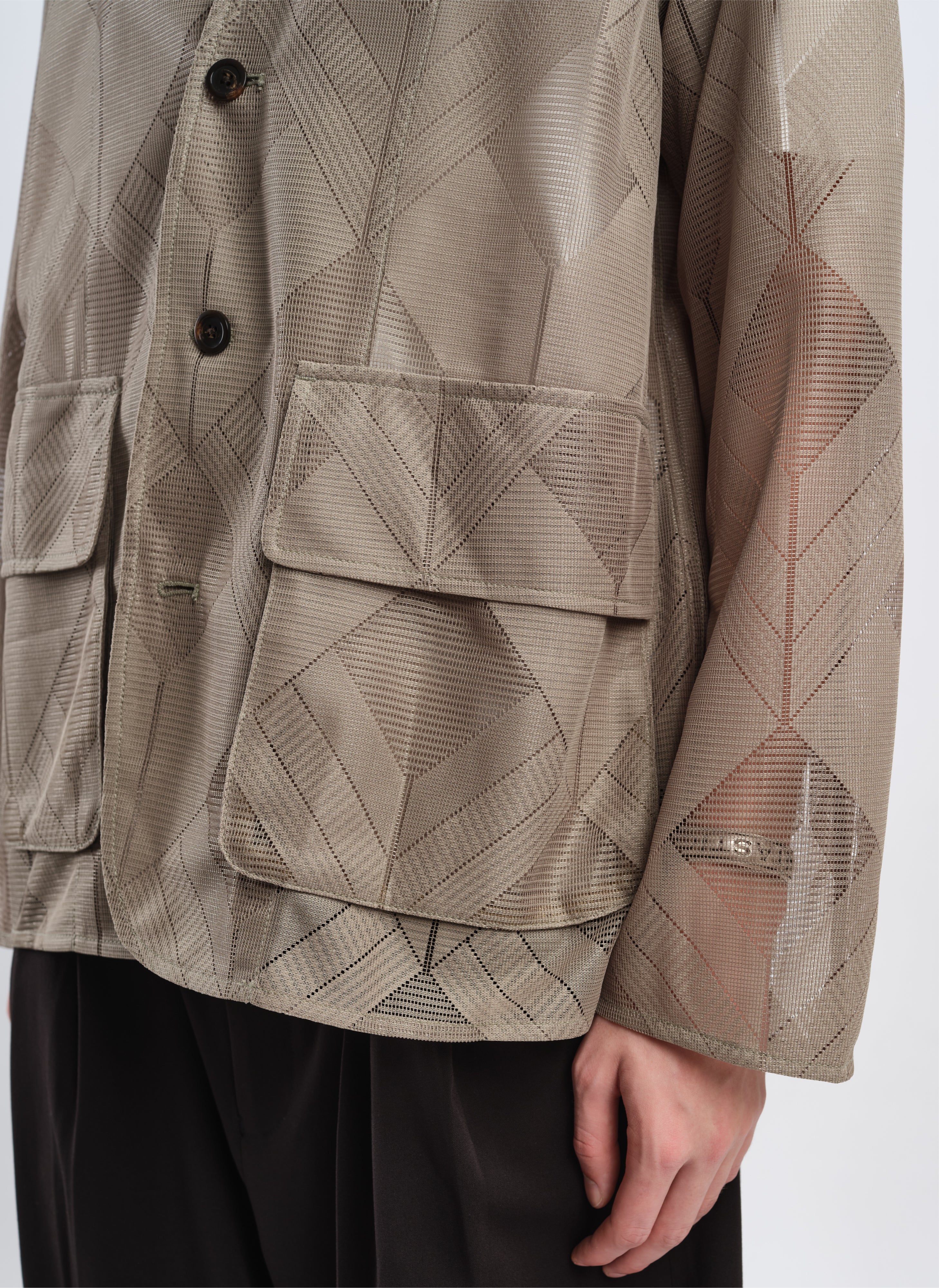 Polyester Geometric Jacquard Soft Blazer - Hudung